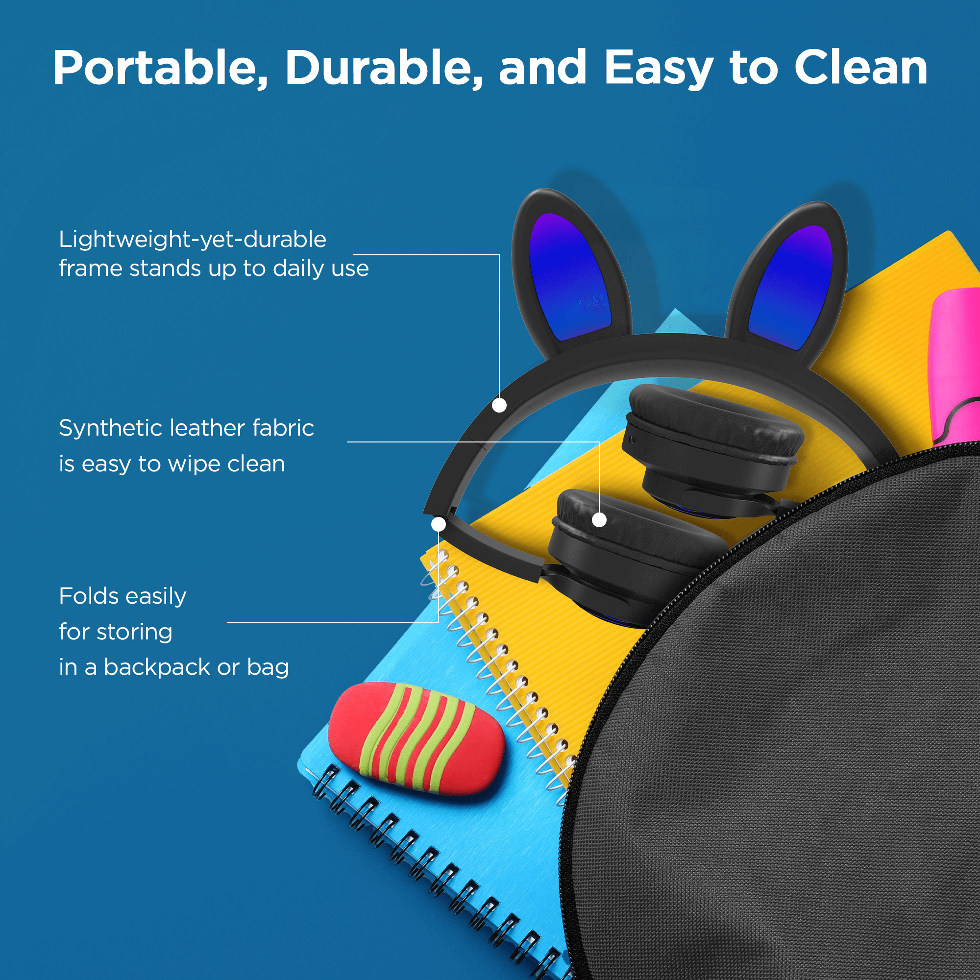 HyperGear Bunny Tracks Wireless Light-Up Headphones Jupiter Gear Home