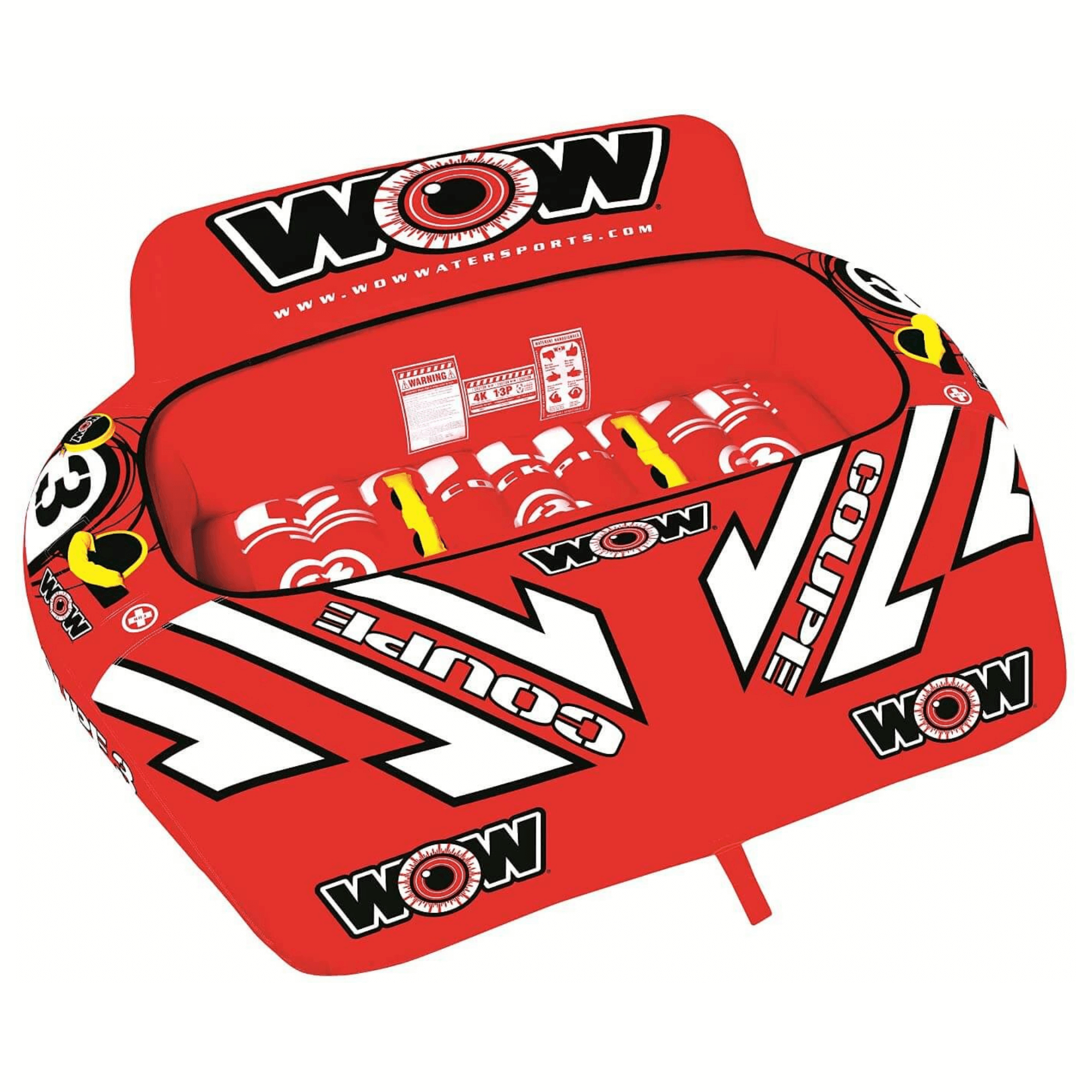 WOW Watersports 3-Person Coupe Cockpit Towable with Drop Speed Bottom Jupiter Gear Home