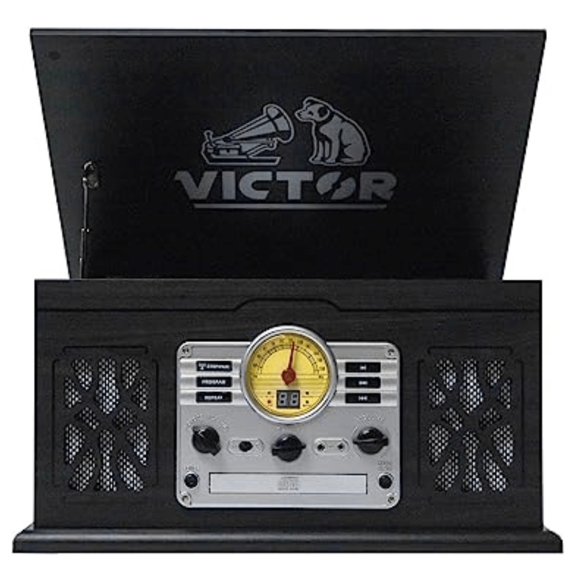 Victor State 7-in-1 Wood Music Center Graphite - Refurbished Jupiter Gear Home