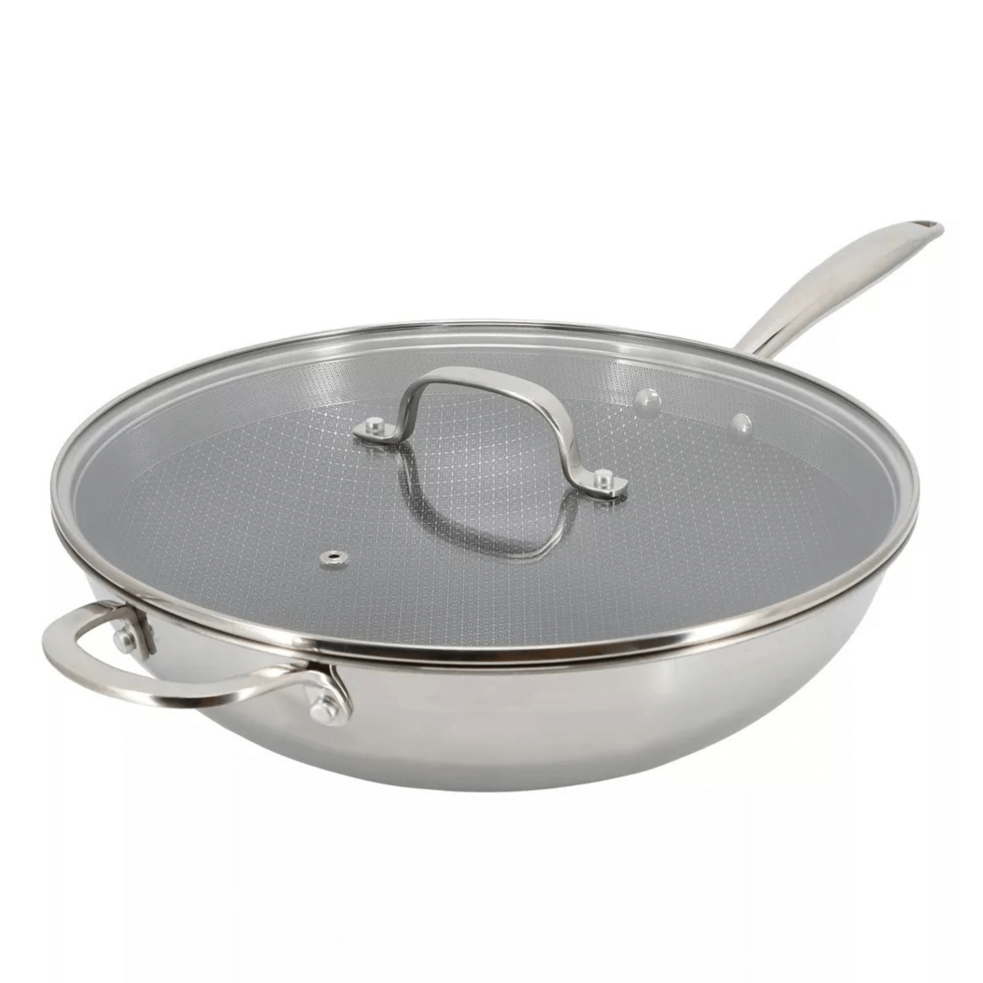Better Chef 12.5-Inch 3-Ply Stainless Steel Nonstick Wok with Lid Jupiter Gear Home