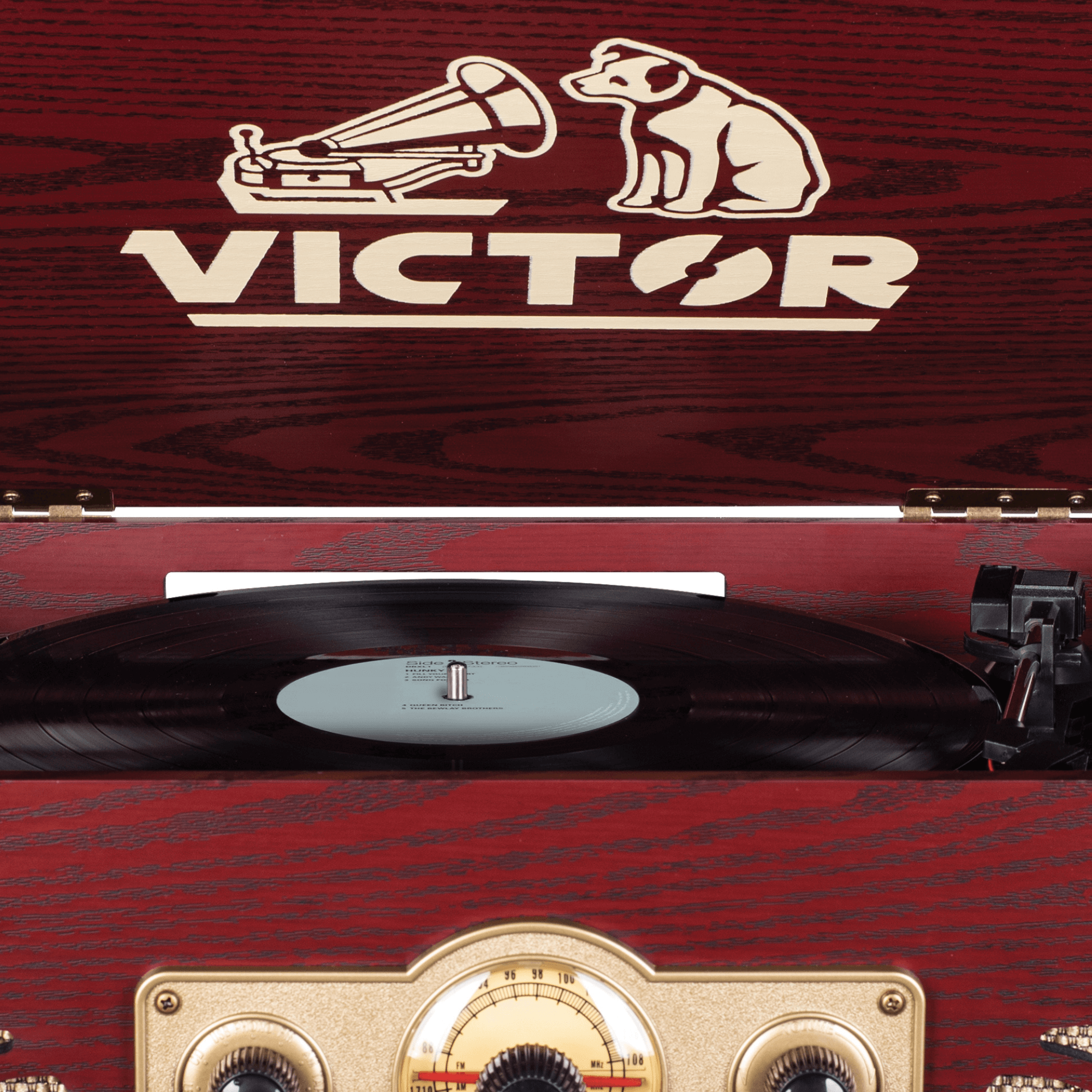 Victor Belmont 8-in-1 Wood Music Center Cherry - Refurbished Jupiter Gear Home