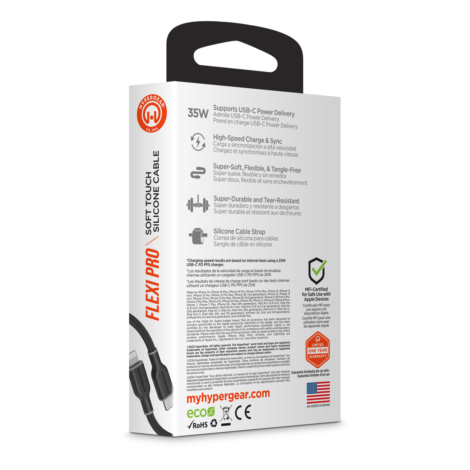 HyperGear Flexi PRO USB-C to Lightning Cable 4ft Jupiter Gear Home