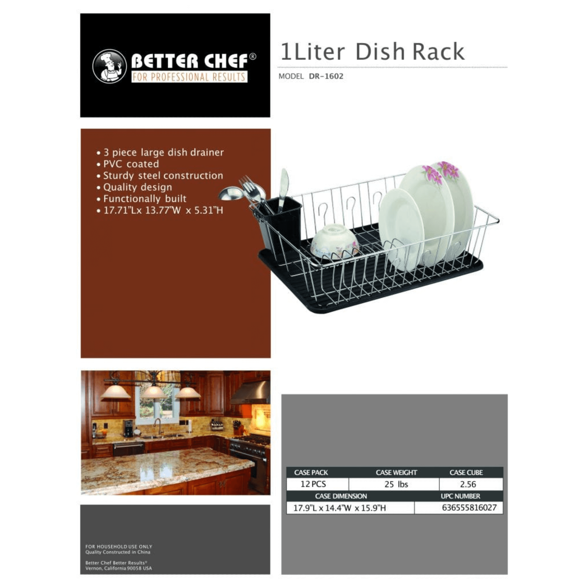 Better Chef 16" 3-Piece Dish Rack Jupiter Gear Home