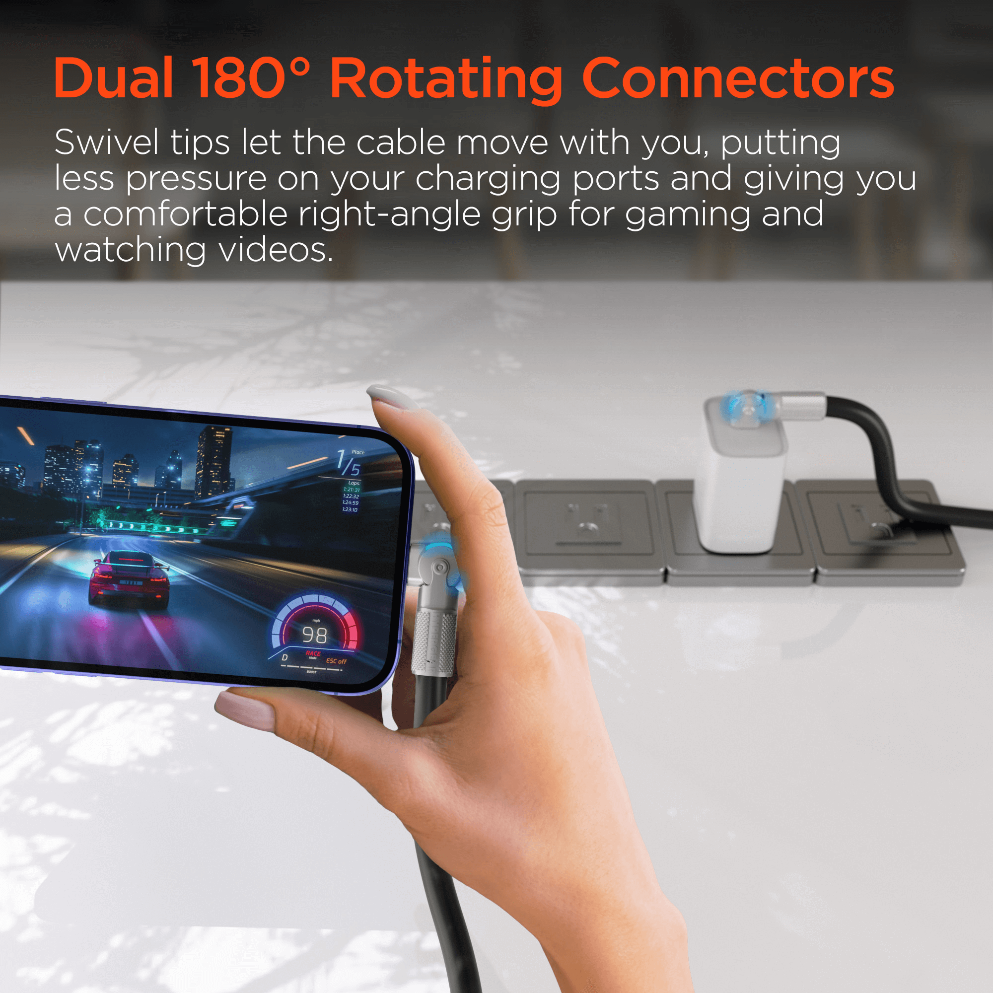 HyperGear Chunky180° 100W USB-C to USB-C Rugged Fast Charge Cable 12ft Jupiter Gear Home