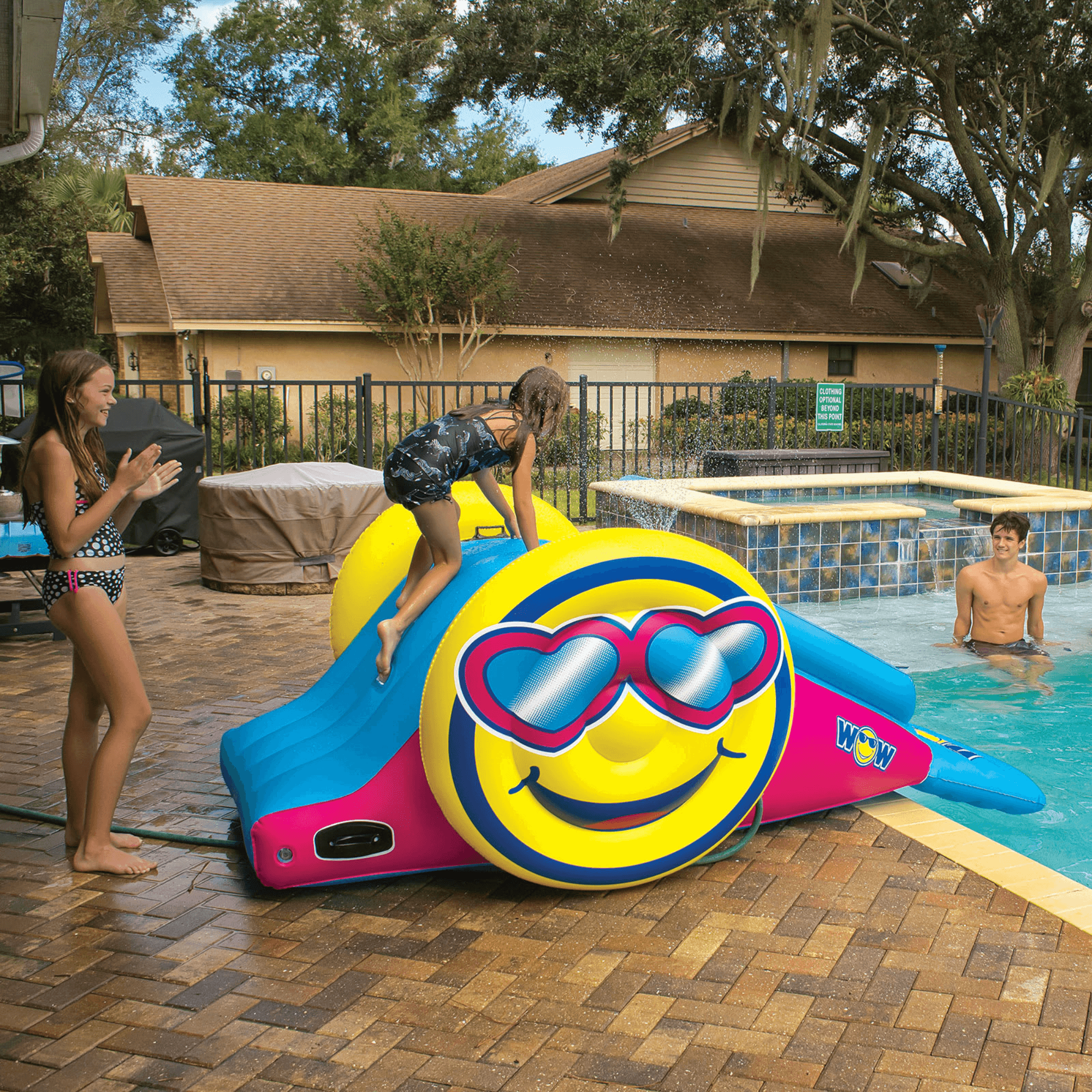 WOW Watersports Fun Inflatable Water Slide with Sprinklers for In-Ground Pools Jupiter Gear Home