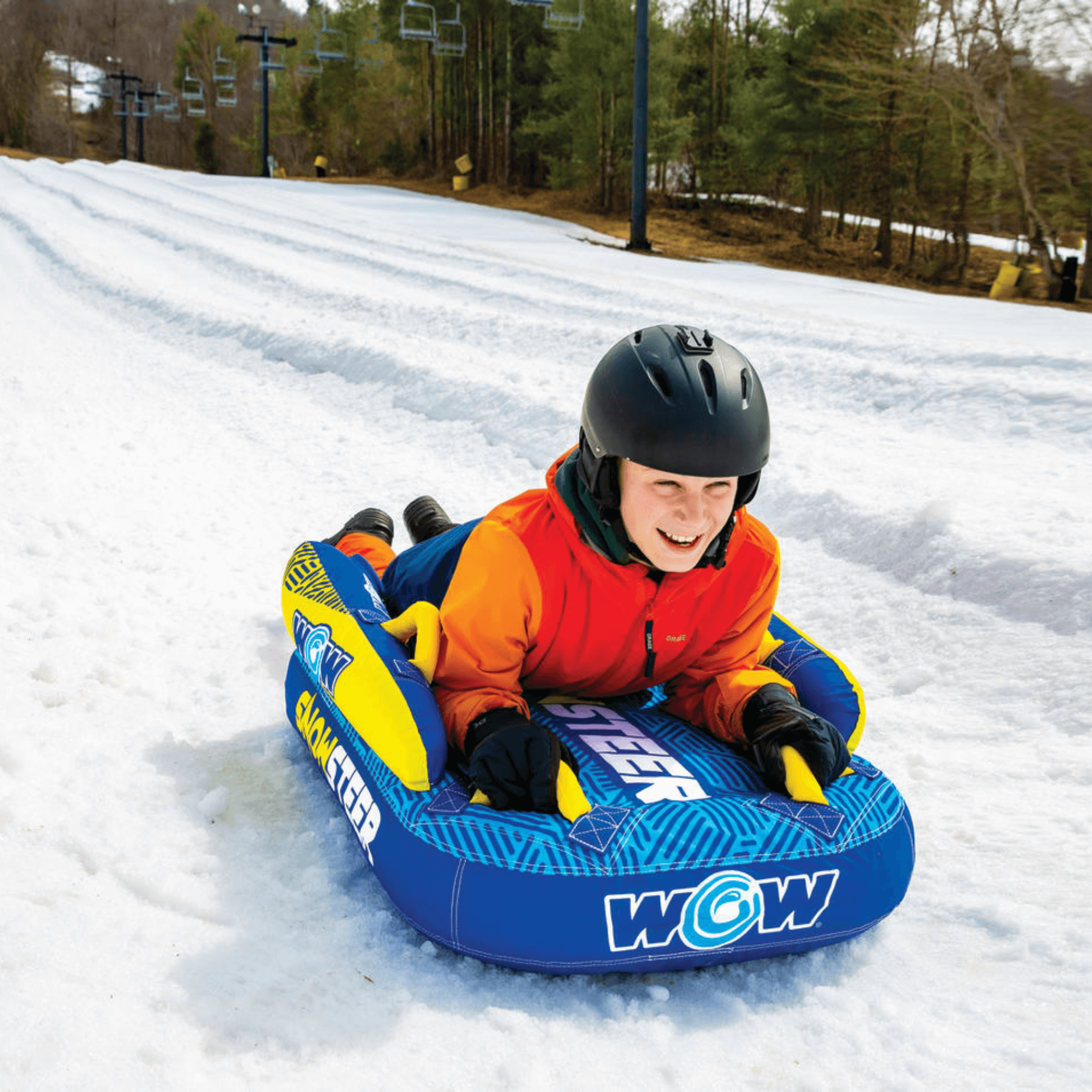WOW Watersports SnowSteer Snow Sled with Lying Position for Easy Sledding Jupiter Gear Home