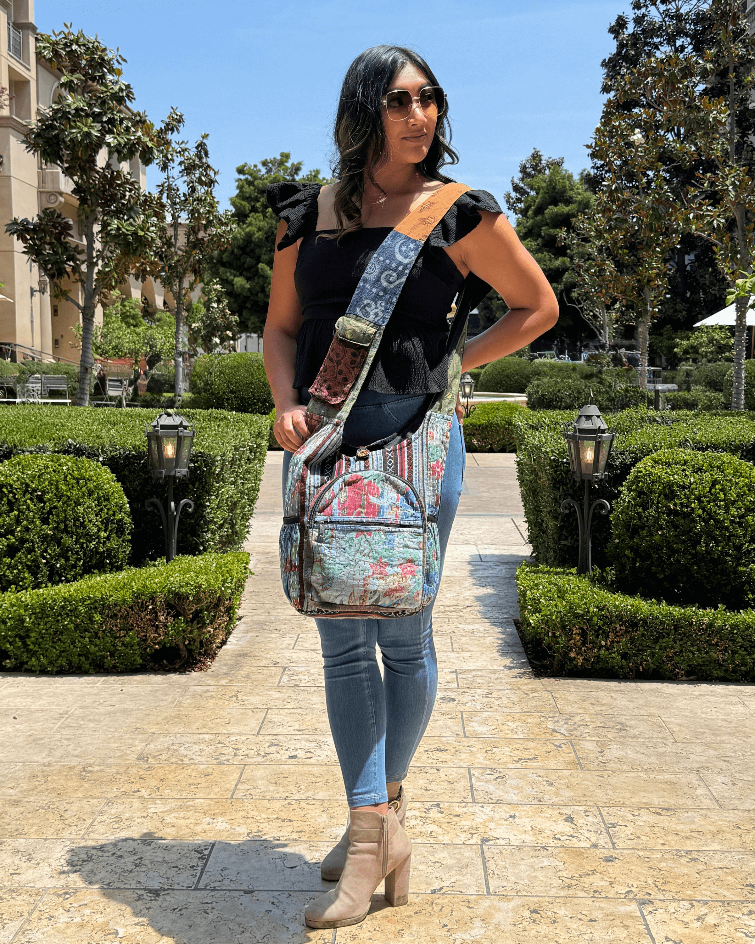 Kathmandu Collection Vintage Patchwork Hobo Bag with Water Bottle Pockets Jupiter Gear Home