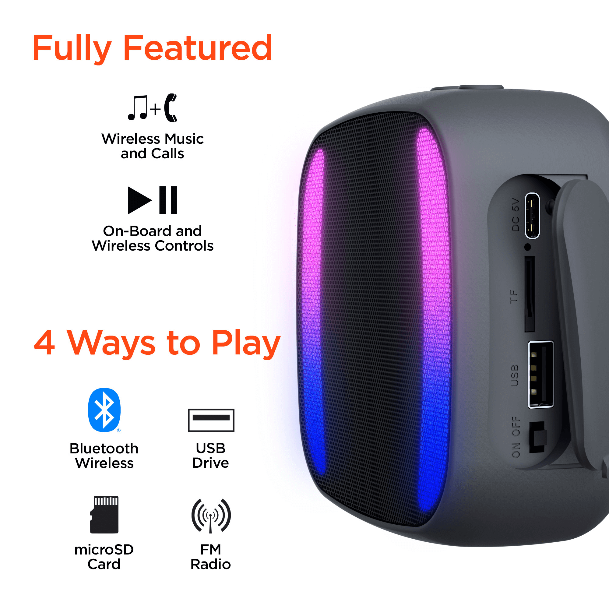 HyperGear Spin Cycle LED Wireless Bike Speaker Jupiter Gear Home