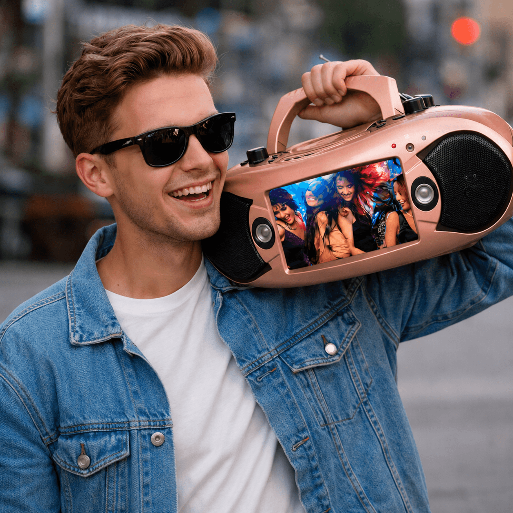 Naxa 7” Bluetooth TV DVD Boombox with Mic Rose Gold - Refurbished Jupiter Gear Home