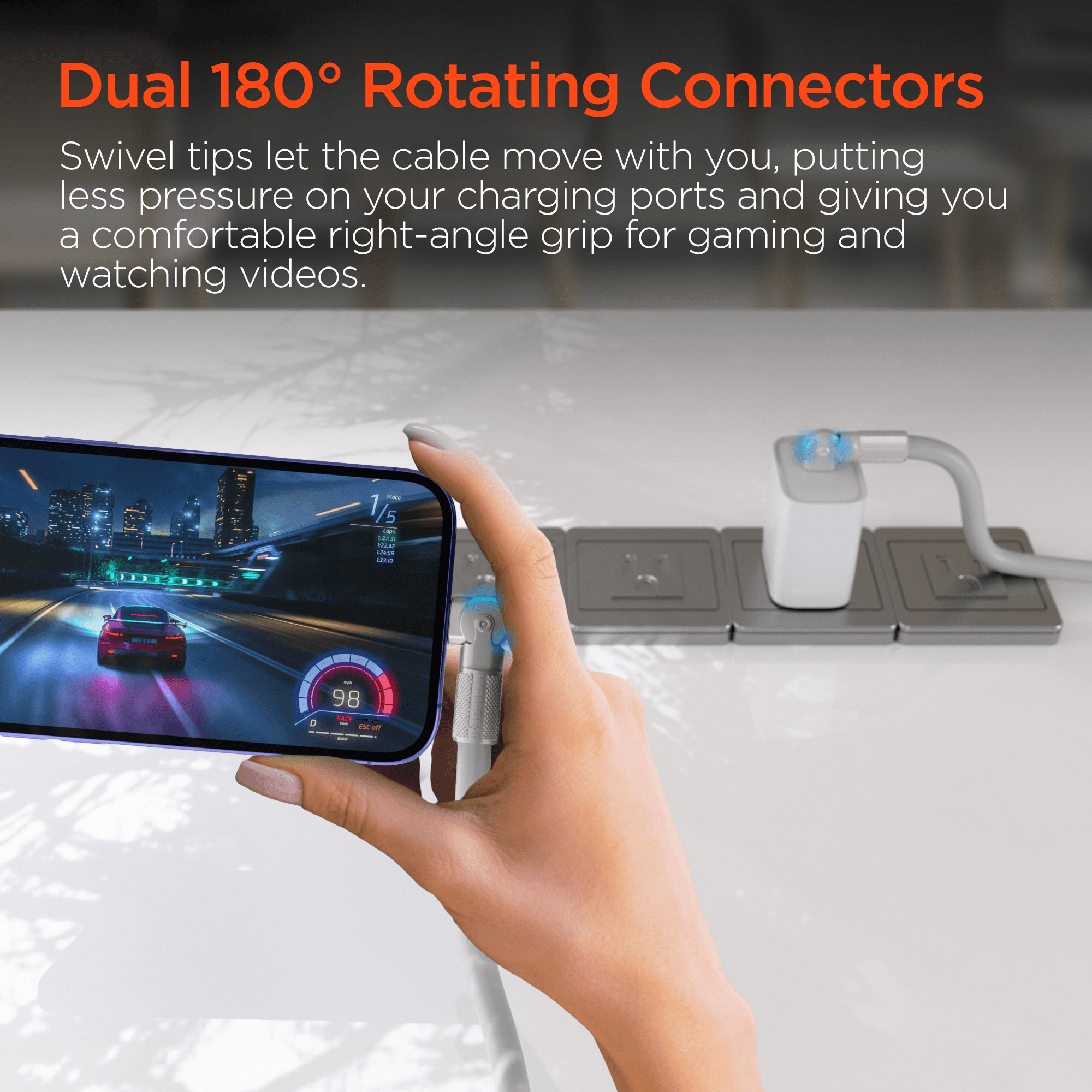 HyperGear Chunky180° 100W USB-C to USB-C Rugged Fast Charge Cable 6ft Jupiter Gear Home