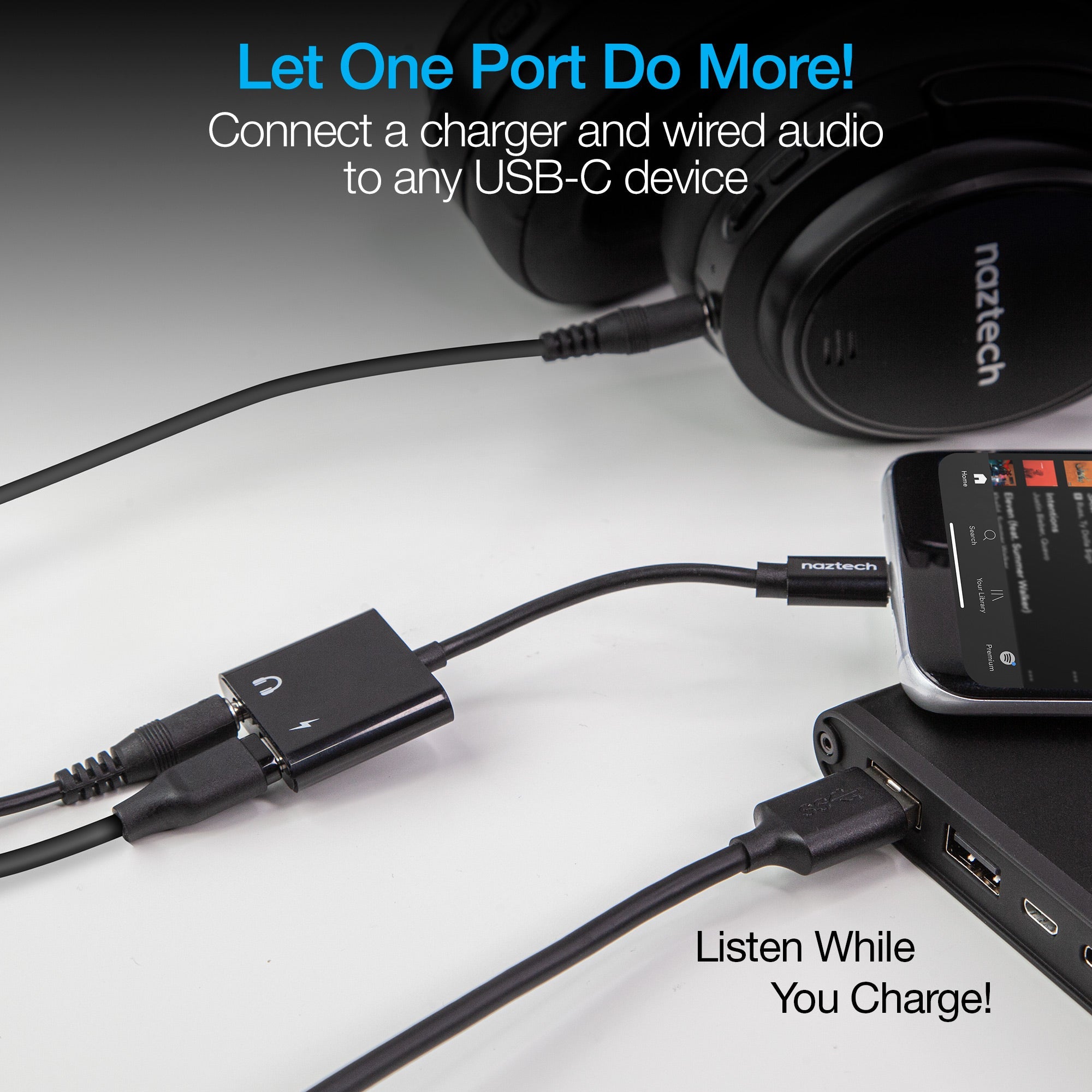 Naztech USB-C and 3.5mm Audio + Charge Adapter Jupiter Gear Home