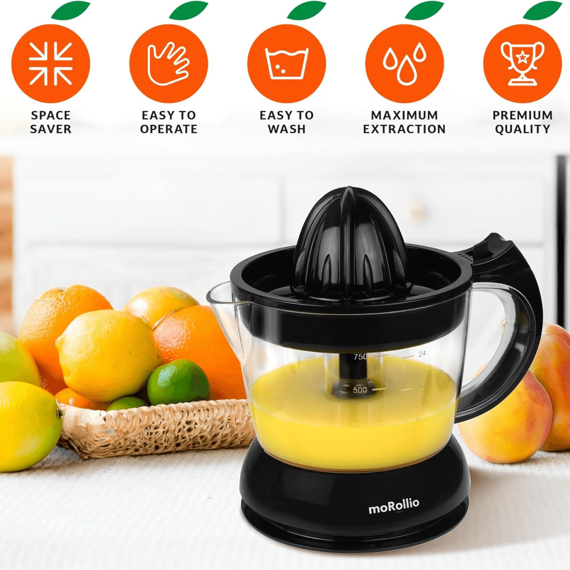 moRollio Compact 24oz Electric Citrus Juicer Jupiter Gear Home