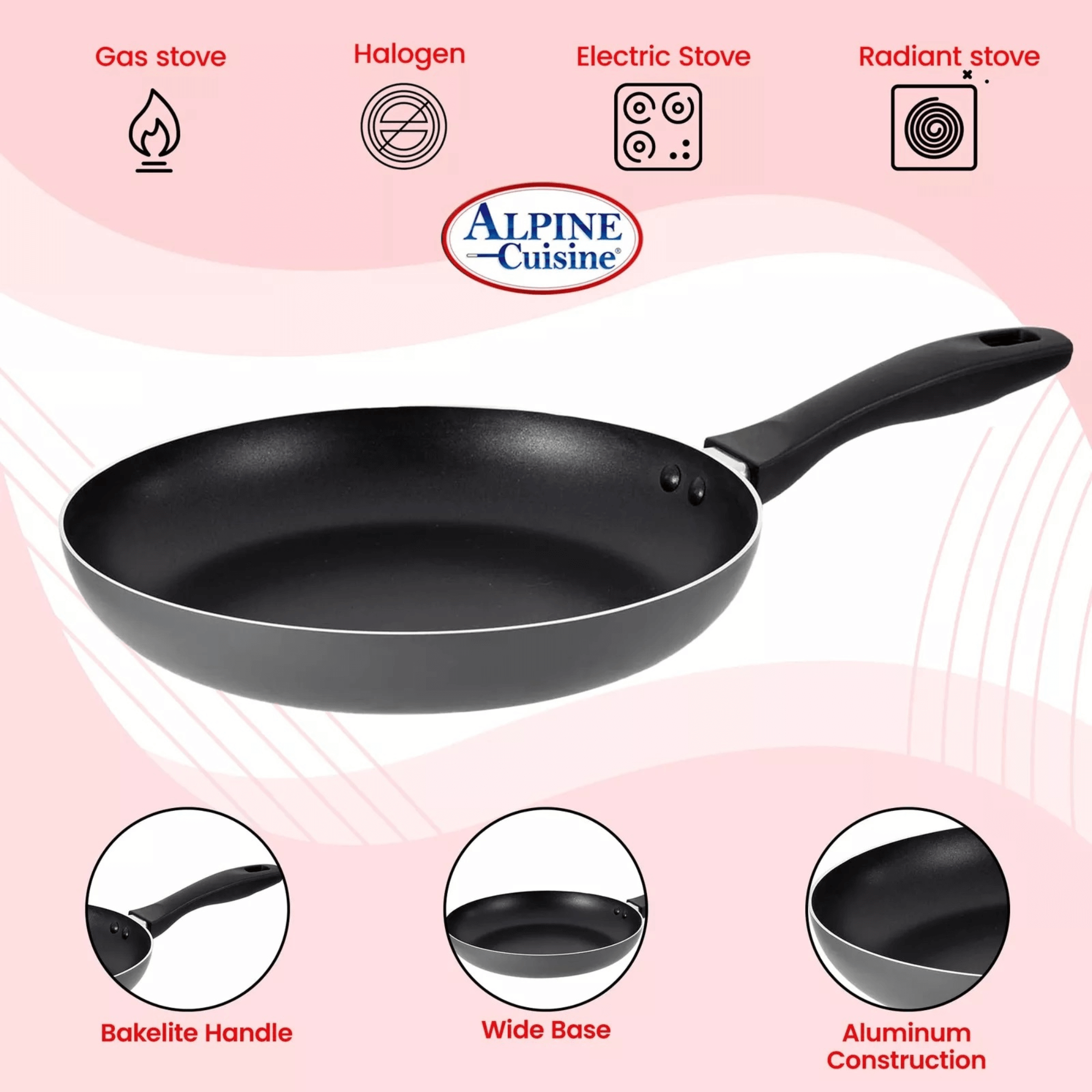 Alpine Cuisine Non-Stick 3-Piece Aluminum Fry Pan Set Jupiter Gear Home