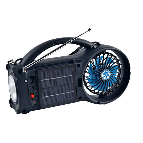 Supersonic Solar Power Bluetooth Speaker with FM Radio, LED Torch Light & Fan Jupiter Gear Home