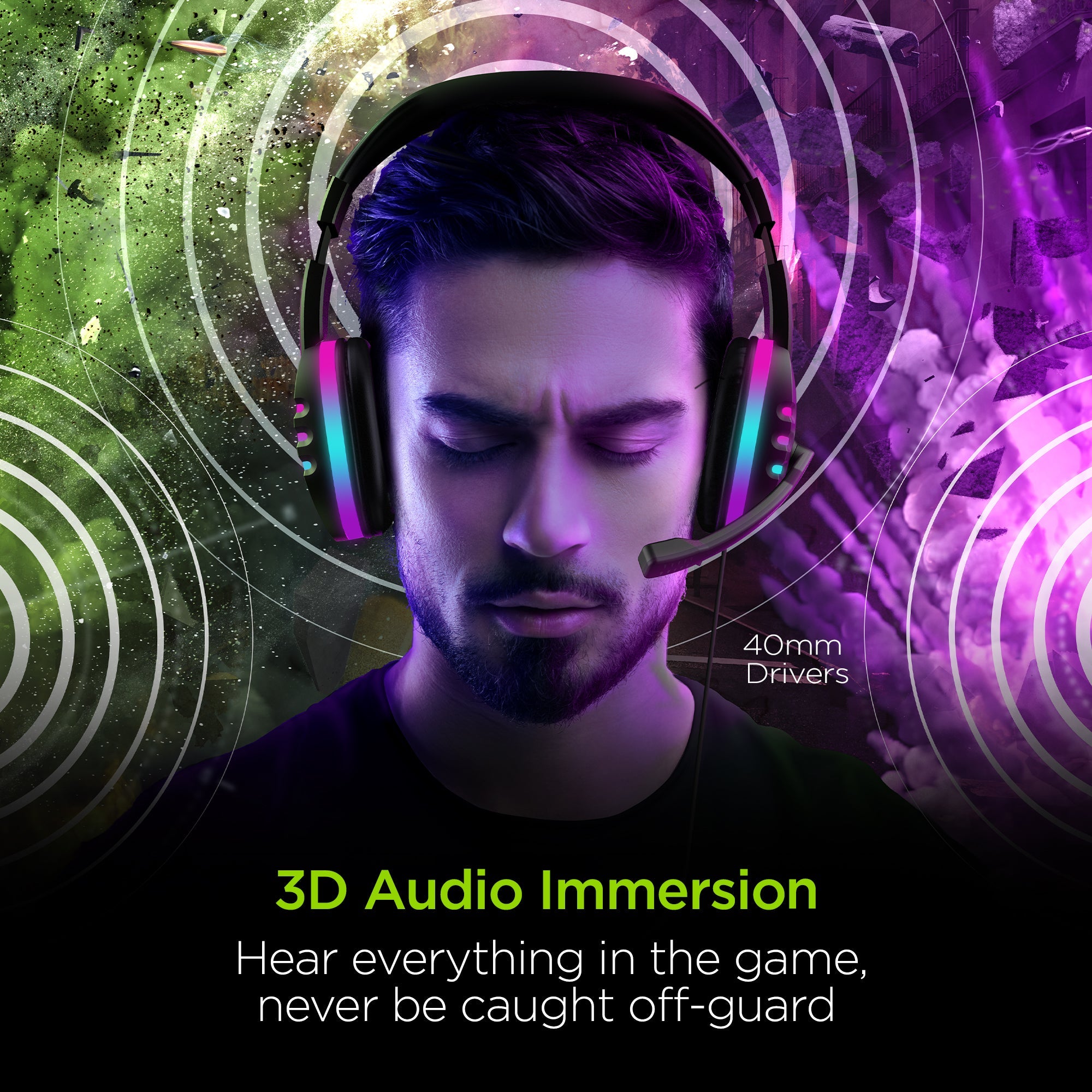HyperGear SoundRecon RGB LED Gaming Headset w 7 Color Lights & Mic Jupiter Gear Home