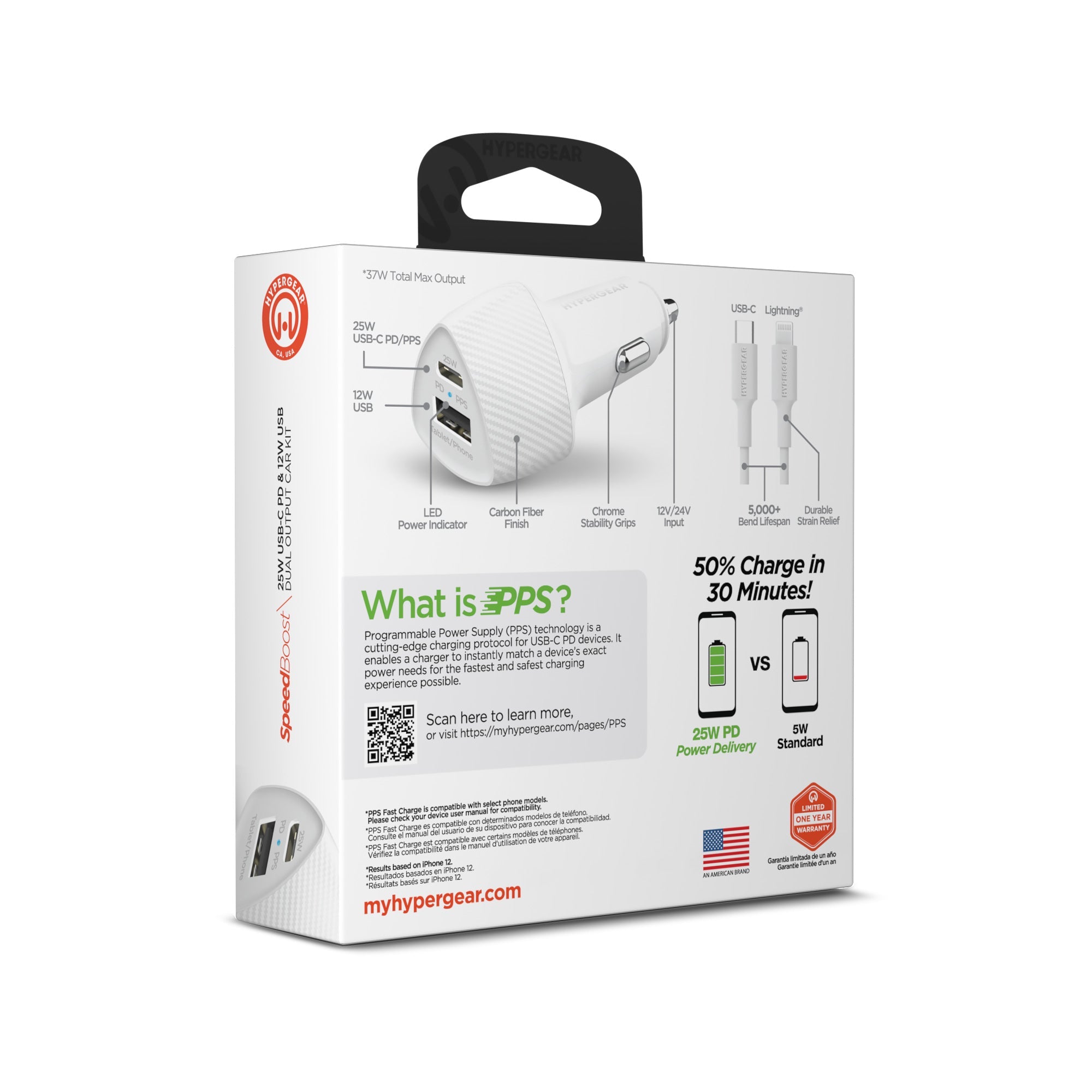 HyperGear SpeedBoost 25W PD Lightning Car Kit w Fast-Charging Tech Jupiter Gear Home