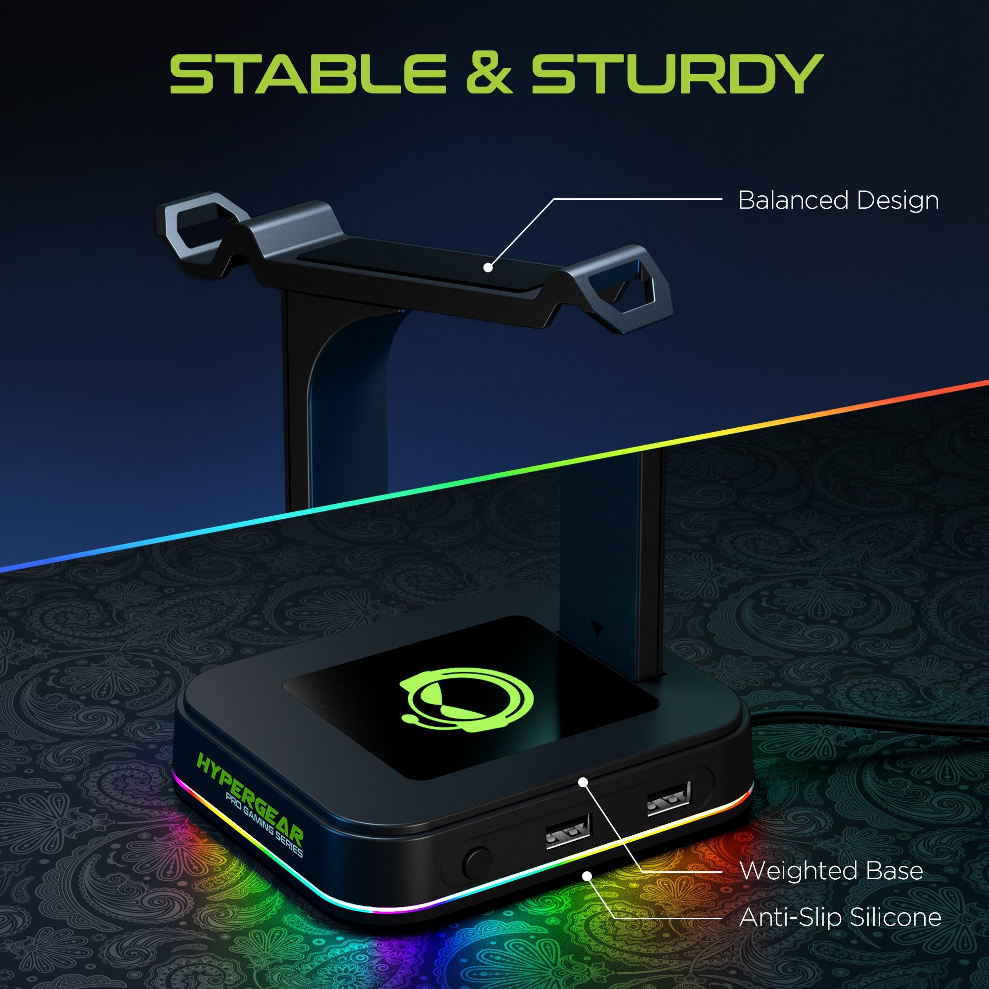 HyperGear RGB Command Station Headset Stand w 6 Color Light Effects Jupiter Gear Home
