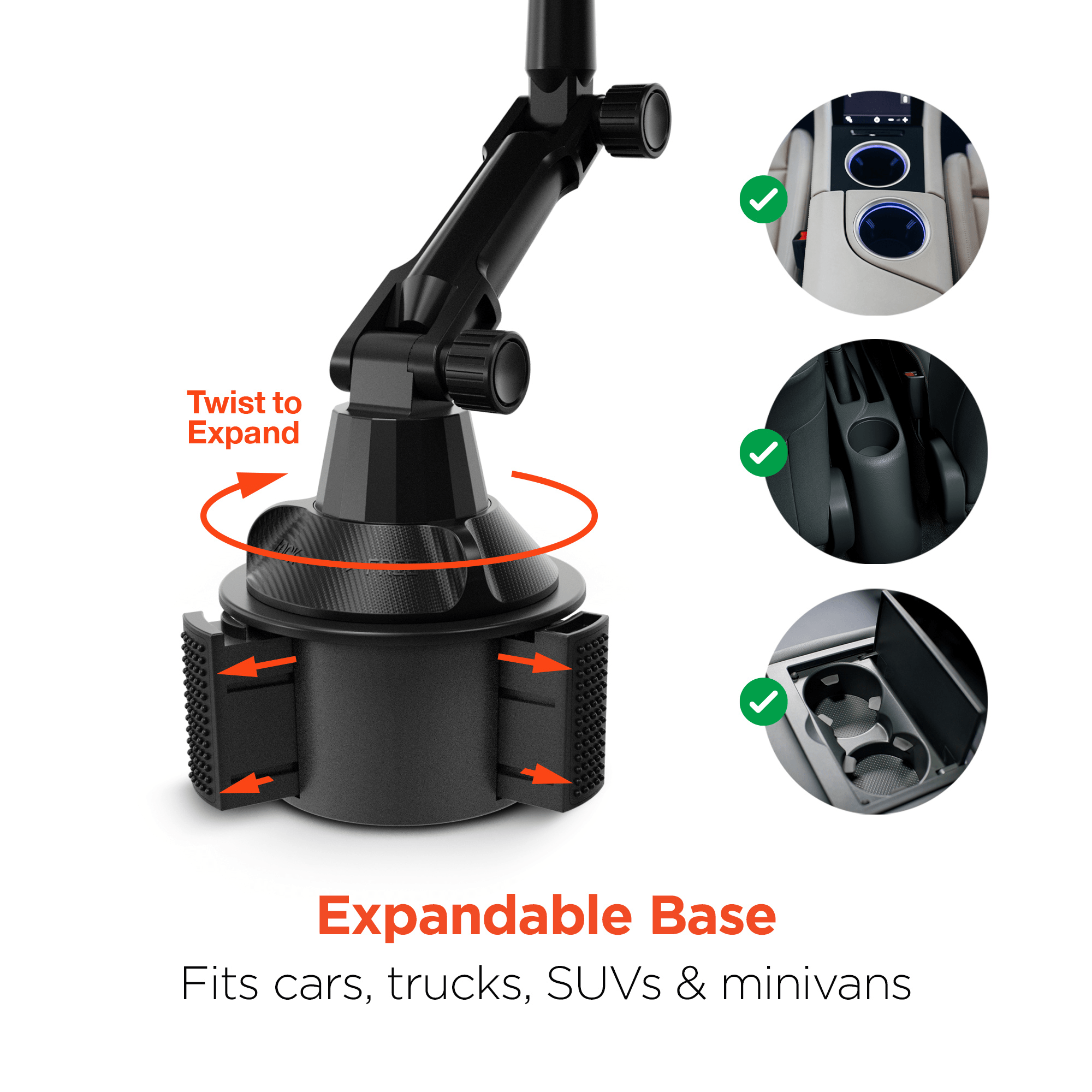 HyperGear Car Caddy Cup Holder Swivel Tray Expandable w Phone Mount Jupiter Gear Home