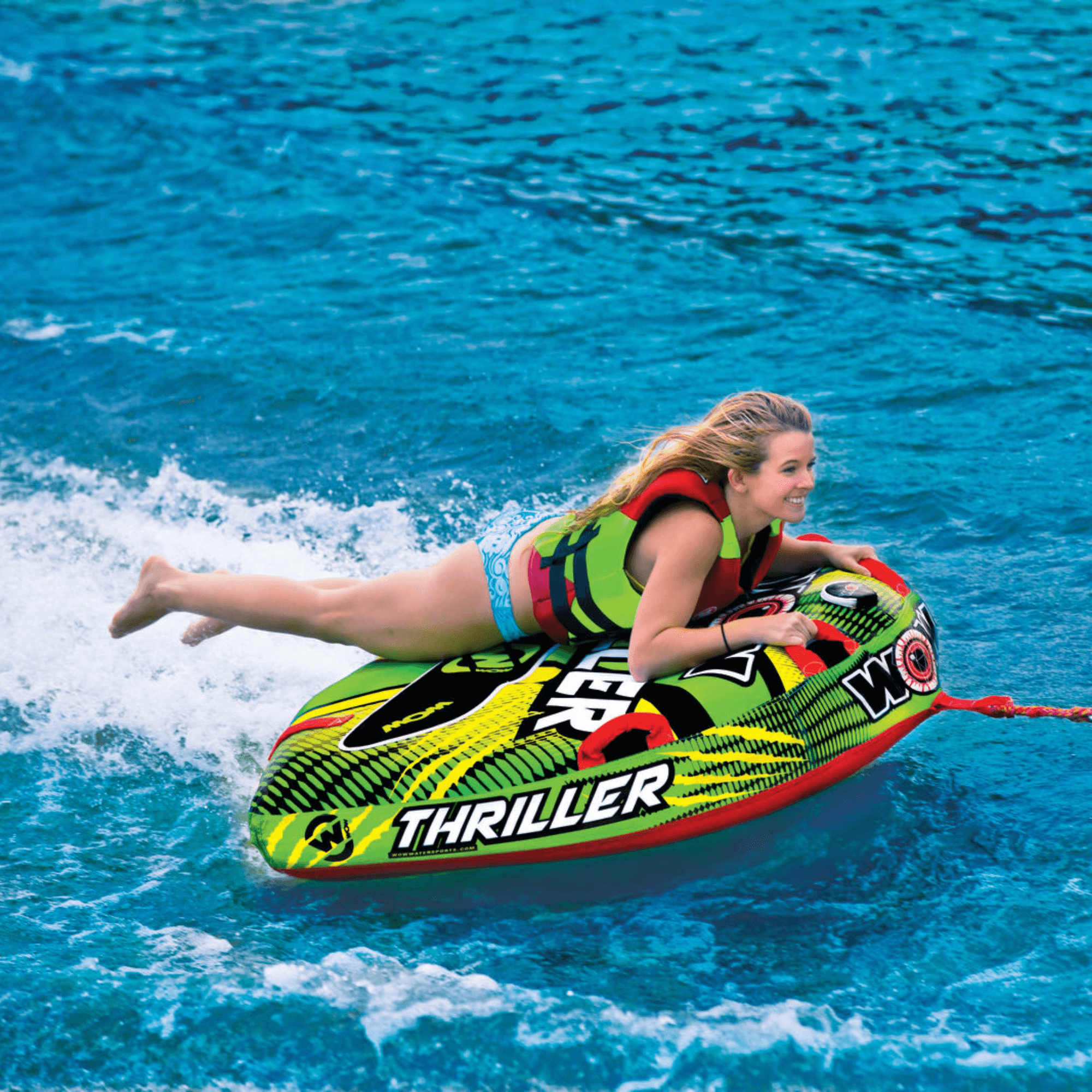 WOW Watersports Big Thriller 1 Person Inflatable Towable Deck Tube Jupiter Gear Home