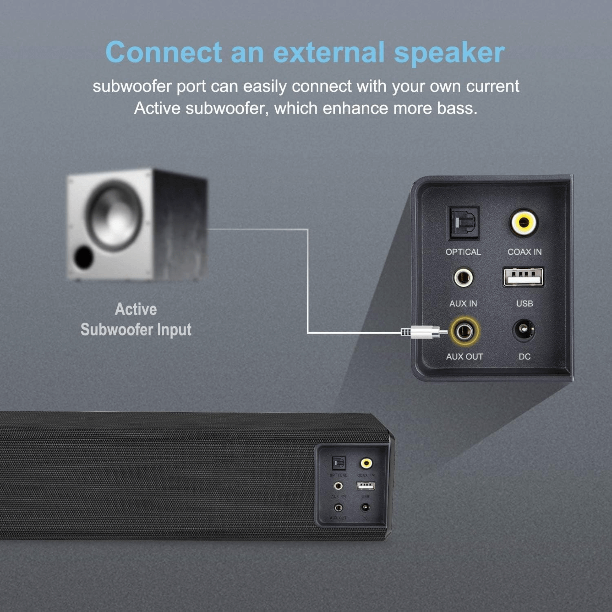 Norcent KB2020 Black Mamba Series 32" 100W Bluetooth Sound Bar w Remote Control Jupiter Gear Home