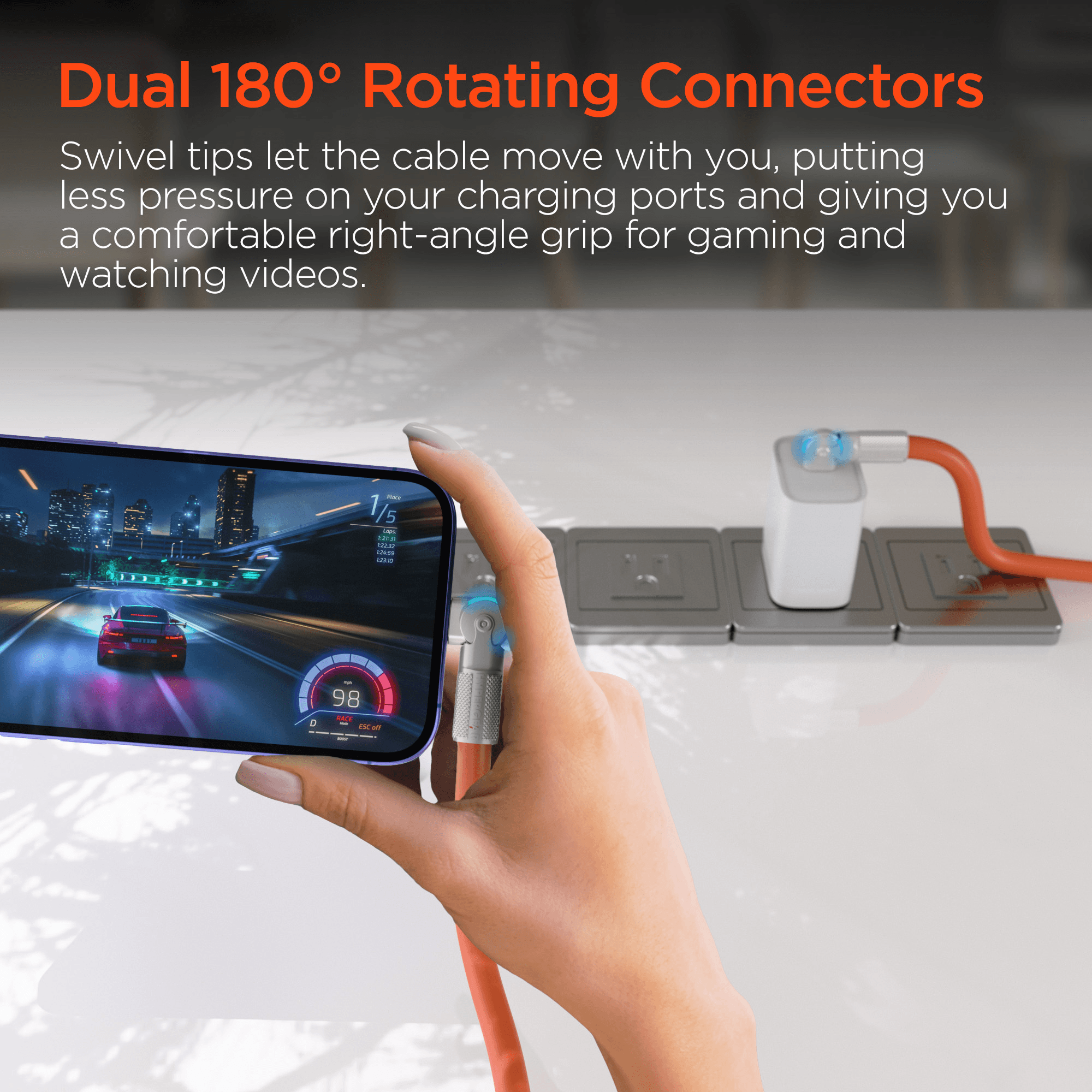 HyperGear Chunky180° 100W USB-C to USB-C Rugged Fast Charge Cable 12ft Jupiter Gear Home