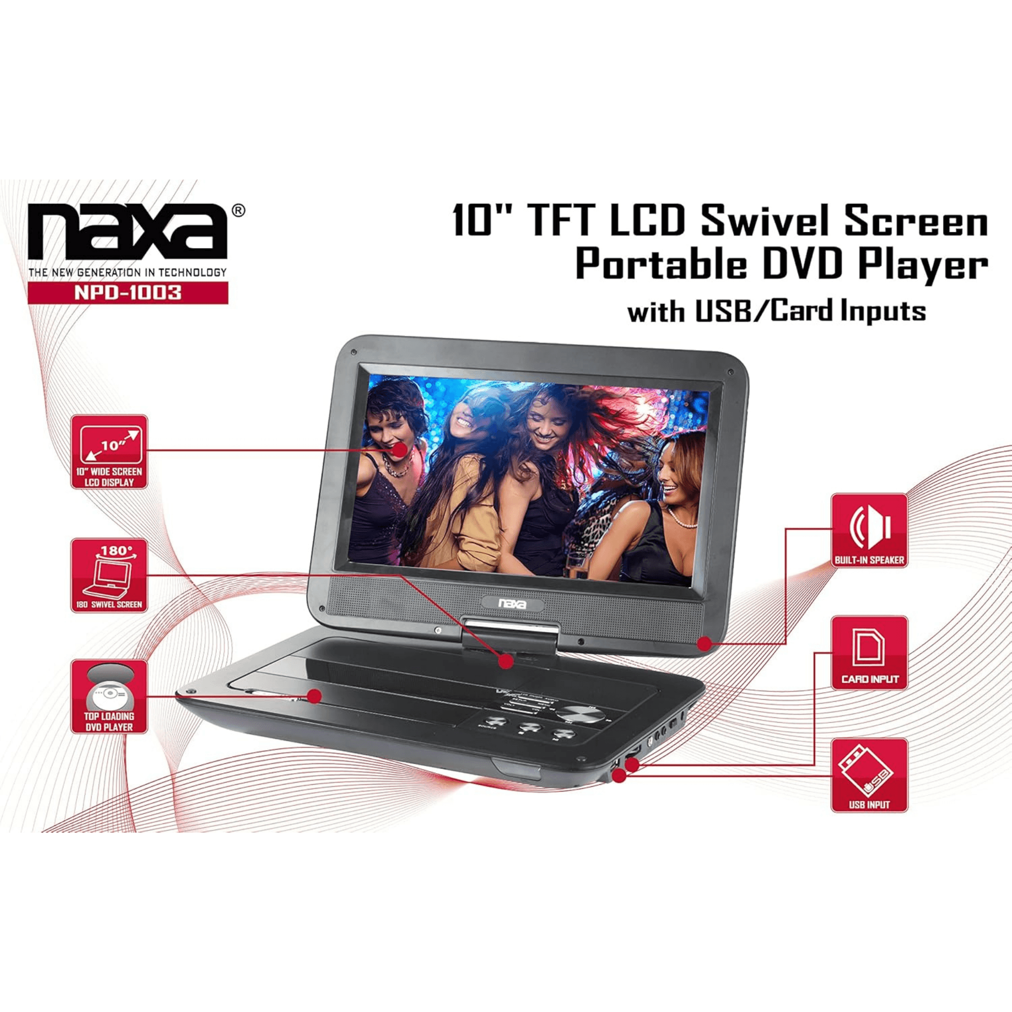 Naxa 10" TFT LCD Swivel Screen Portable DVD Player - Refurbished Jupiter Gear Home