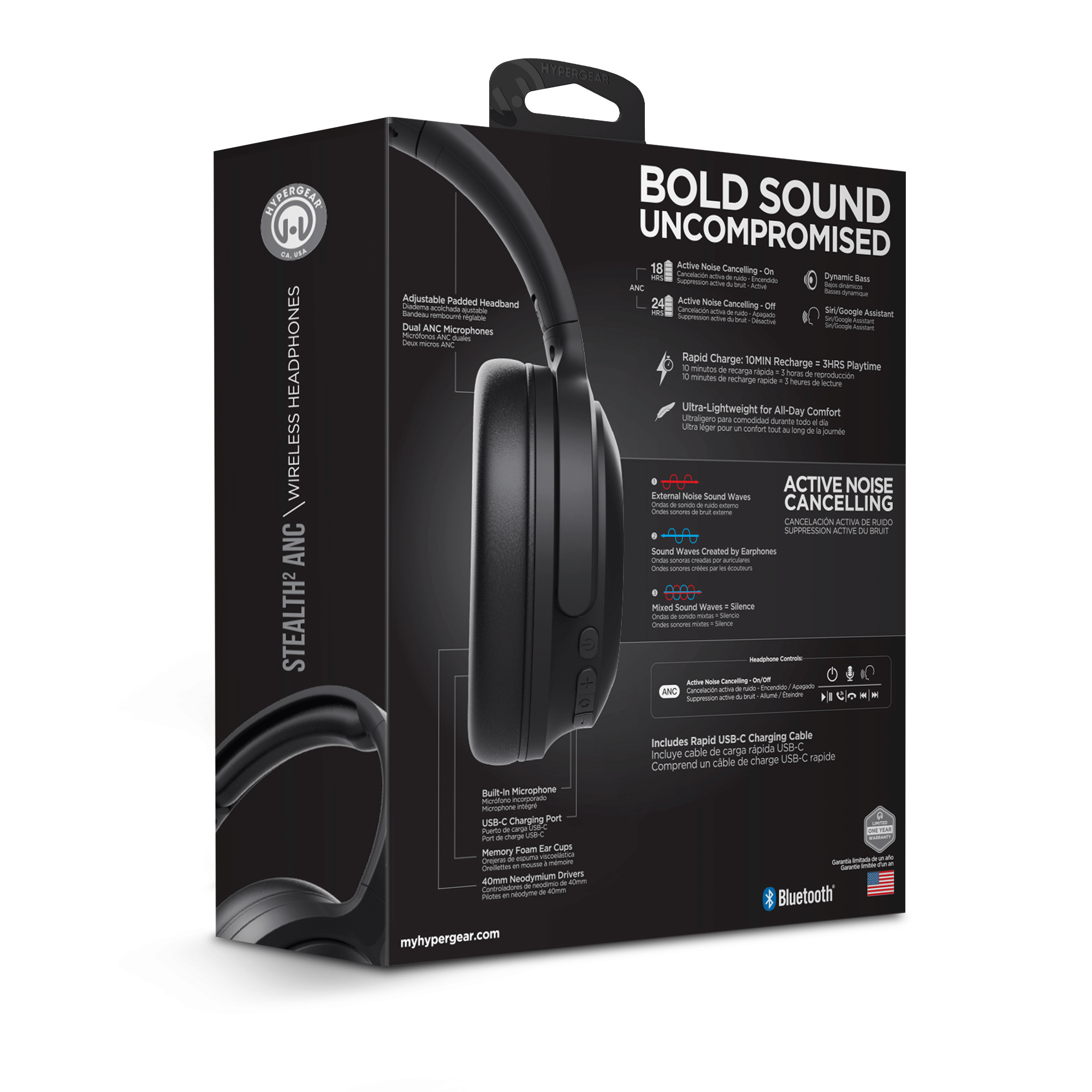 HyperGear Stealth2 ANC Wireless Headphones Jupiter Gear Home