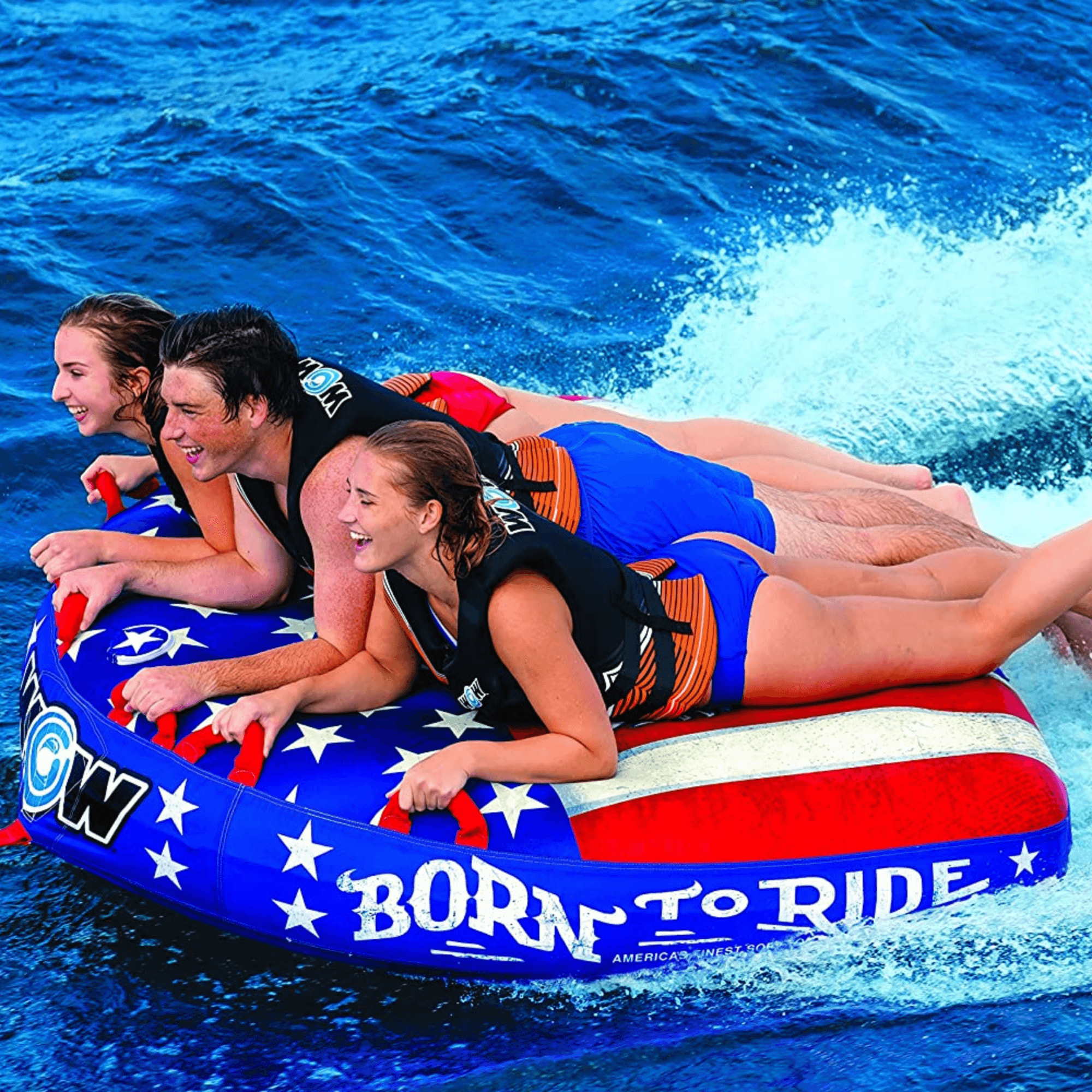 WOW Watersports Born to Ride 3 Person 3P Towable with Soft Top and EZ Tow Jupiter Gear Home