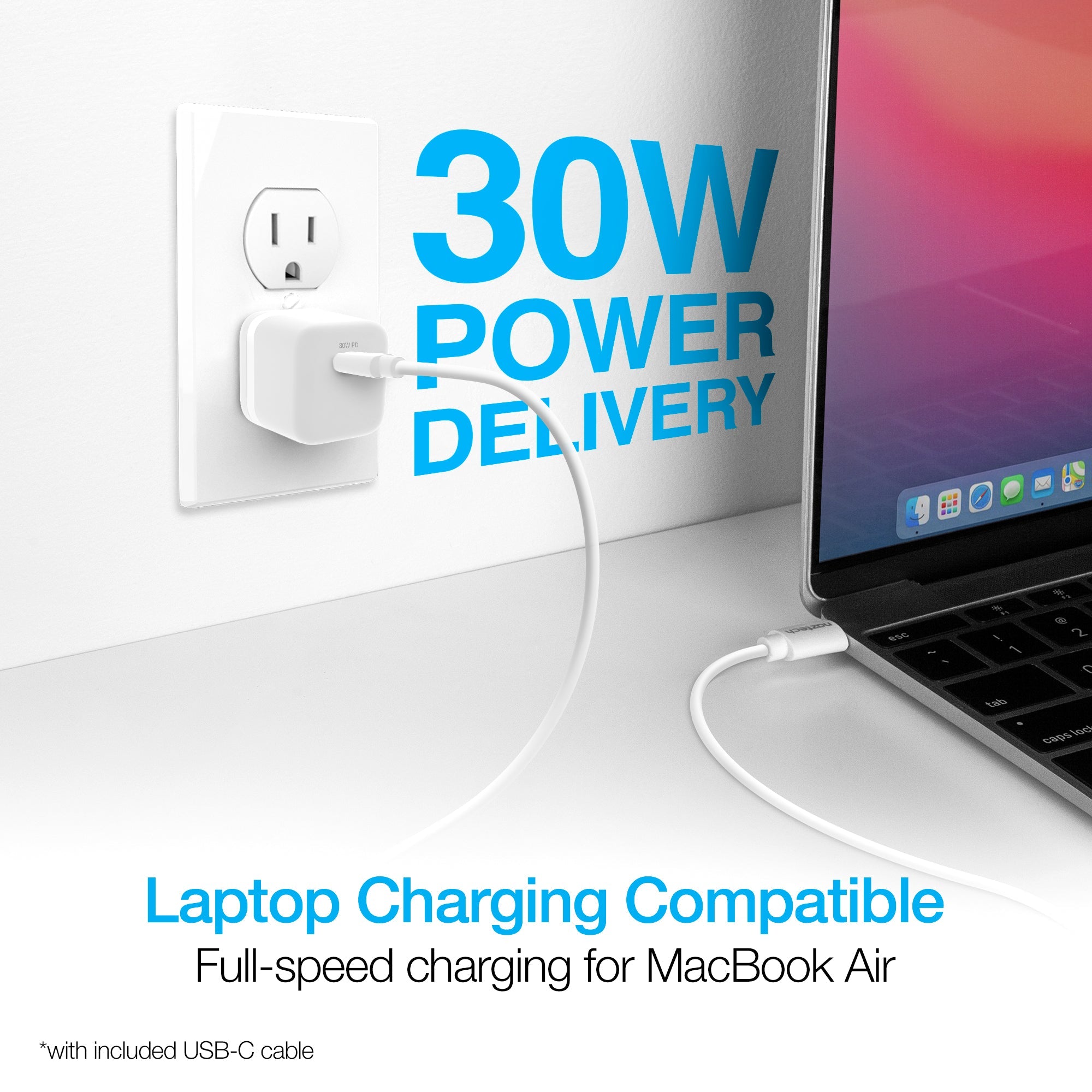 Naztech 30W PD Smart Chip Tech Wall Charger + USB-C to MFI Cable 6ft Jupiter Gear Home