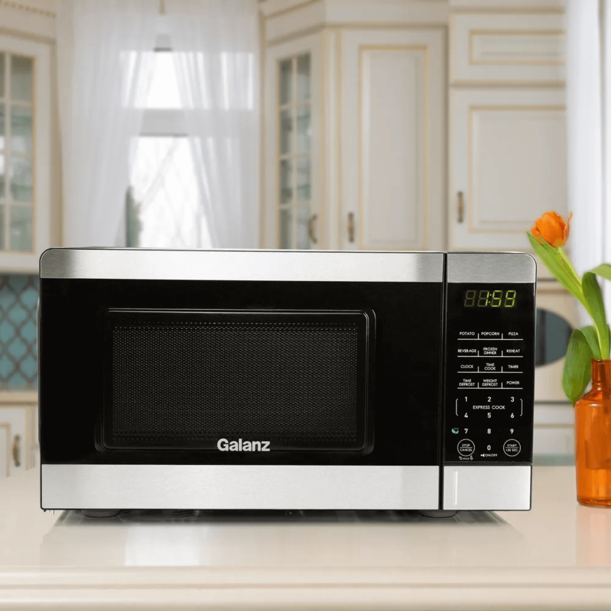 Galanz 0.7 Cu. Ft. 700 Watt Countertop Microwave Oven with Stainless Accents Jupiter Gear Home