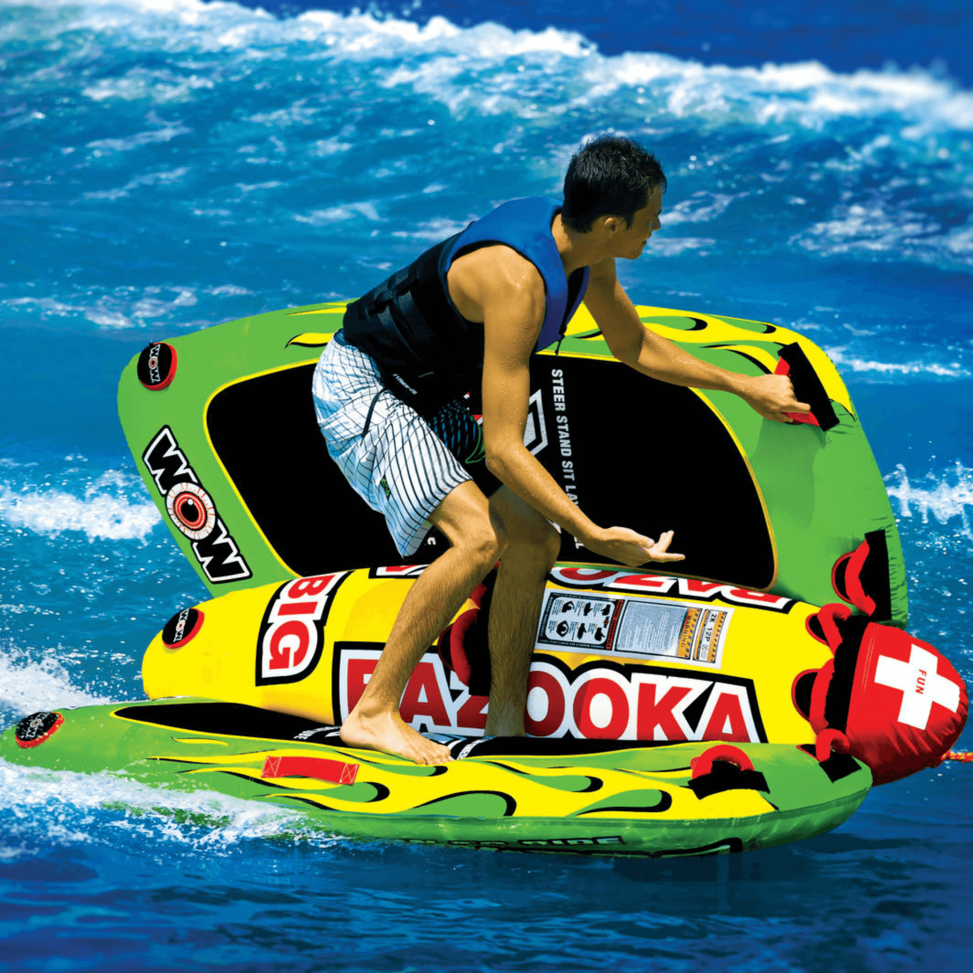 WOW Watersports Big Bazooka 4 Person Towable w Optional Steering Capability Jupiter Gear Home