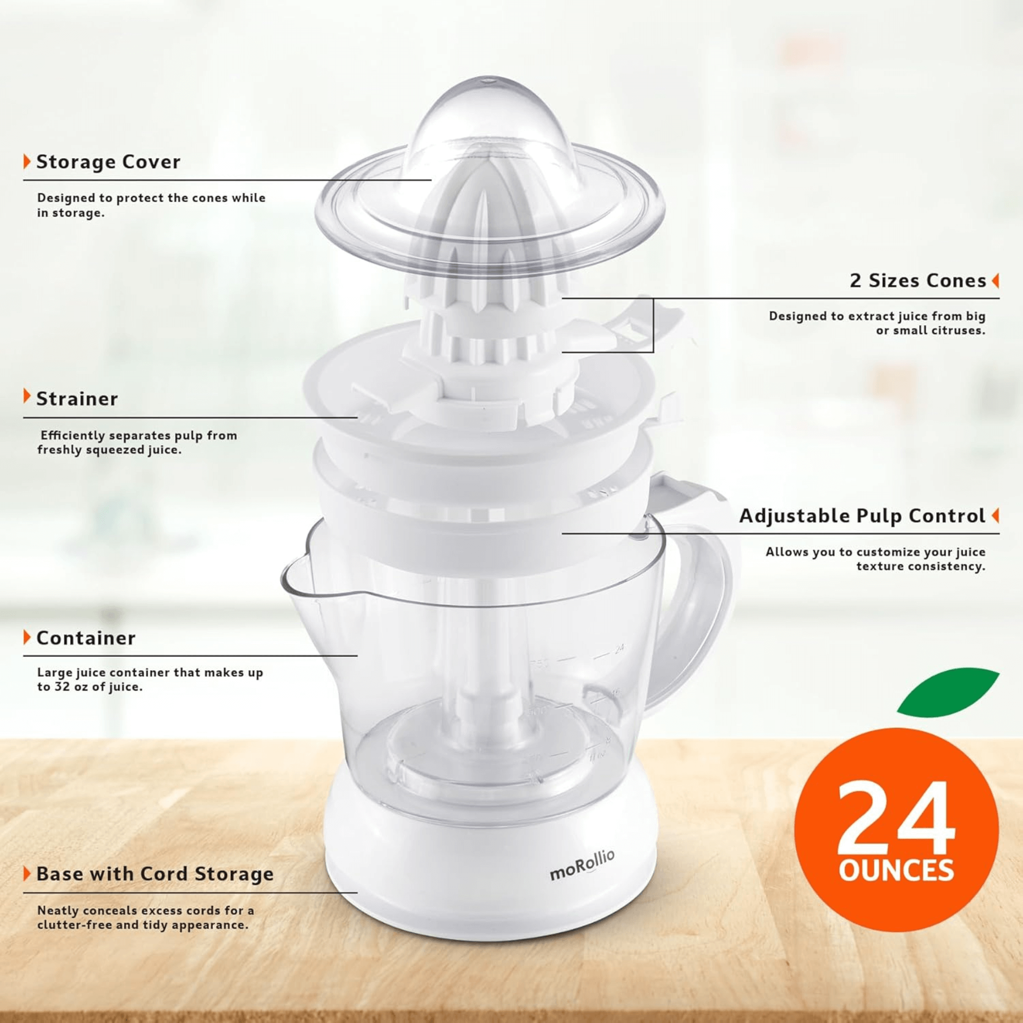 moRollio Compact 24oz Electric Citrus Juicer Jupiter Gear Home