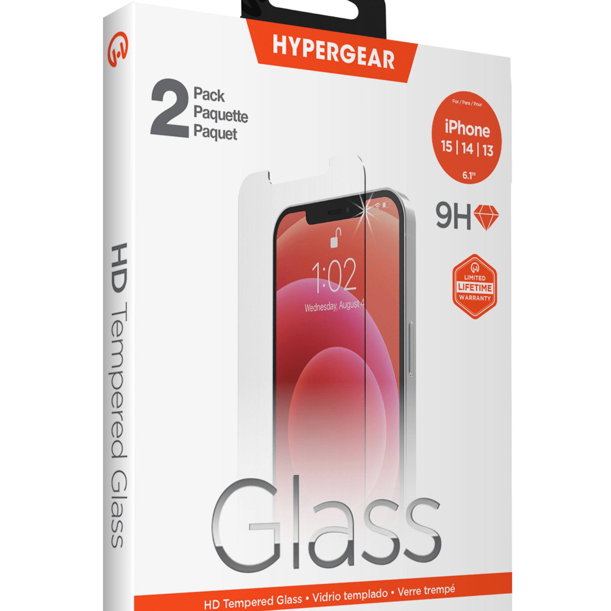 HyperGear 2-Pack HD Tempered Glass for iPhone 15 Jupiter Gear Home