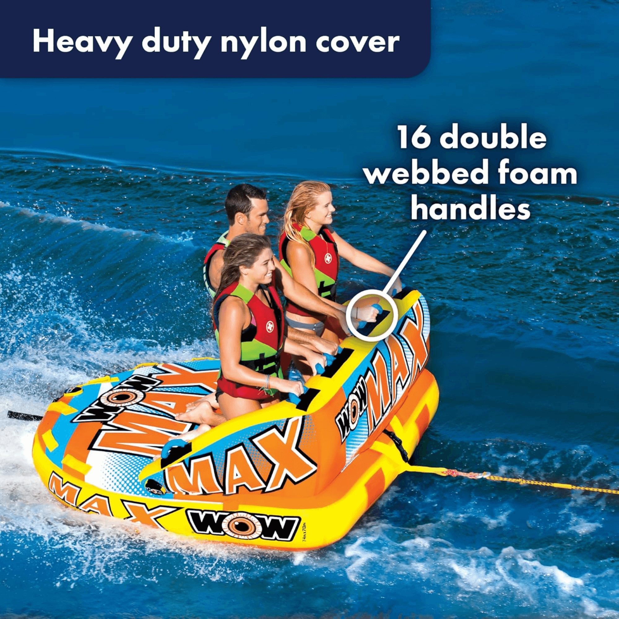 WOW Watersports Max Inflatable Towable Deck Tube for up to 3 Riders Jupiter Gear Home