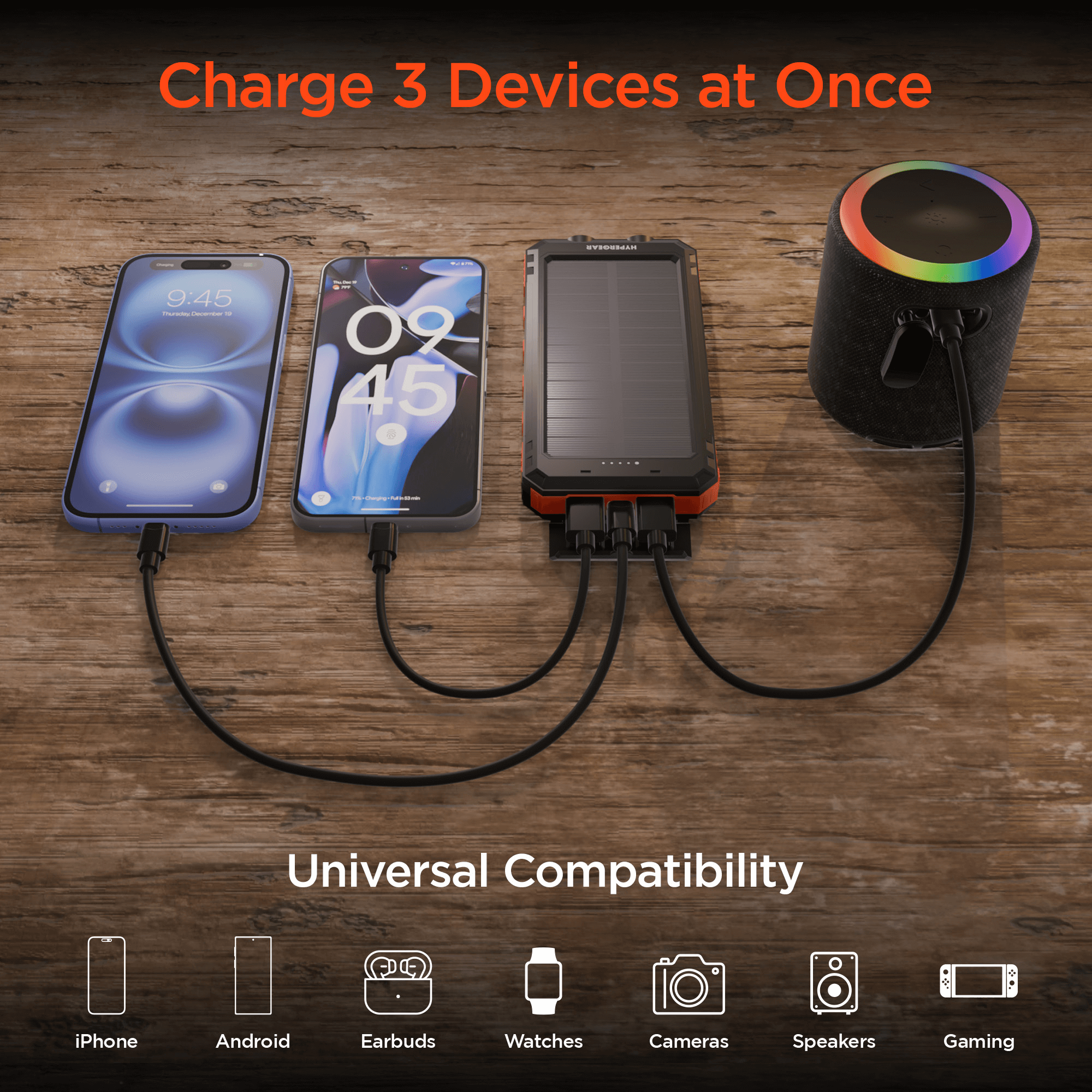 HyperGear SolPro 10K Fast Charge Solar 10000mAh PD Power Bank Jupiter Gear Home