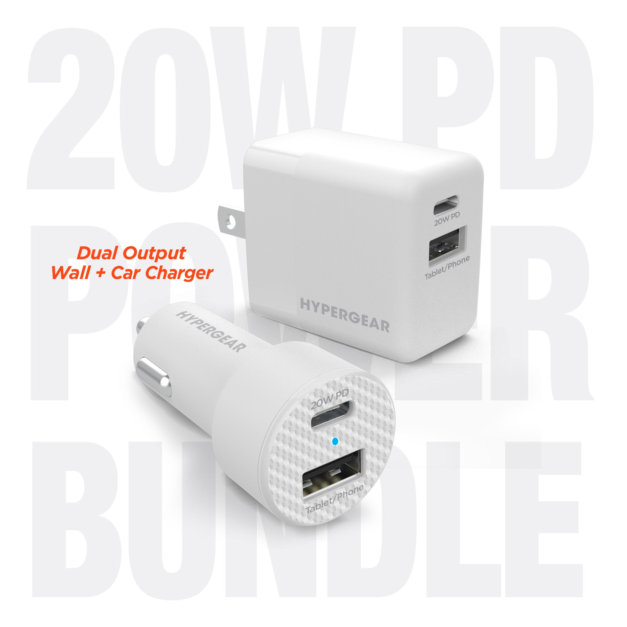 Hypergear Wall & Car Charger Bundle 20W USB-C PD & 12W USB Jupiter Gear Home
