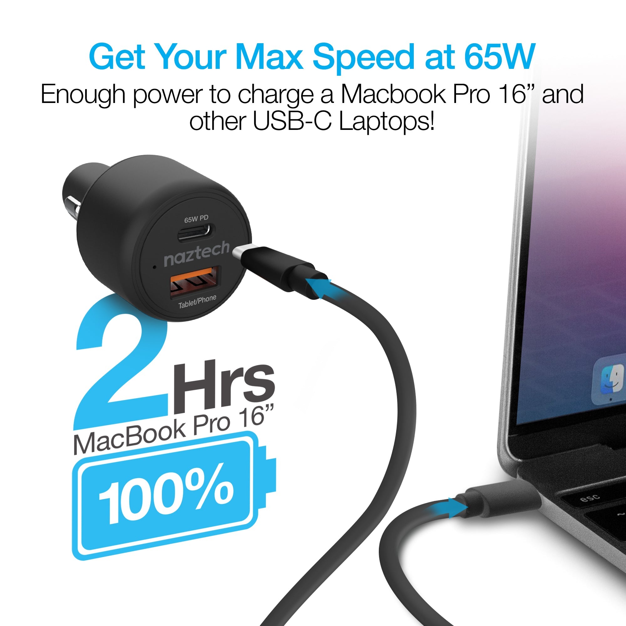 Naztech SpeedMax65 PD65W + QC3 Car Charger Jupiter Gear Home