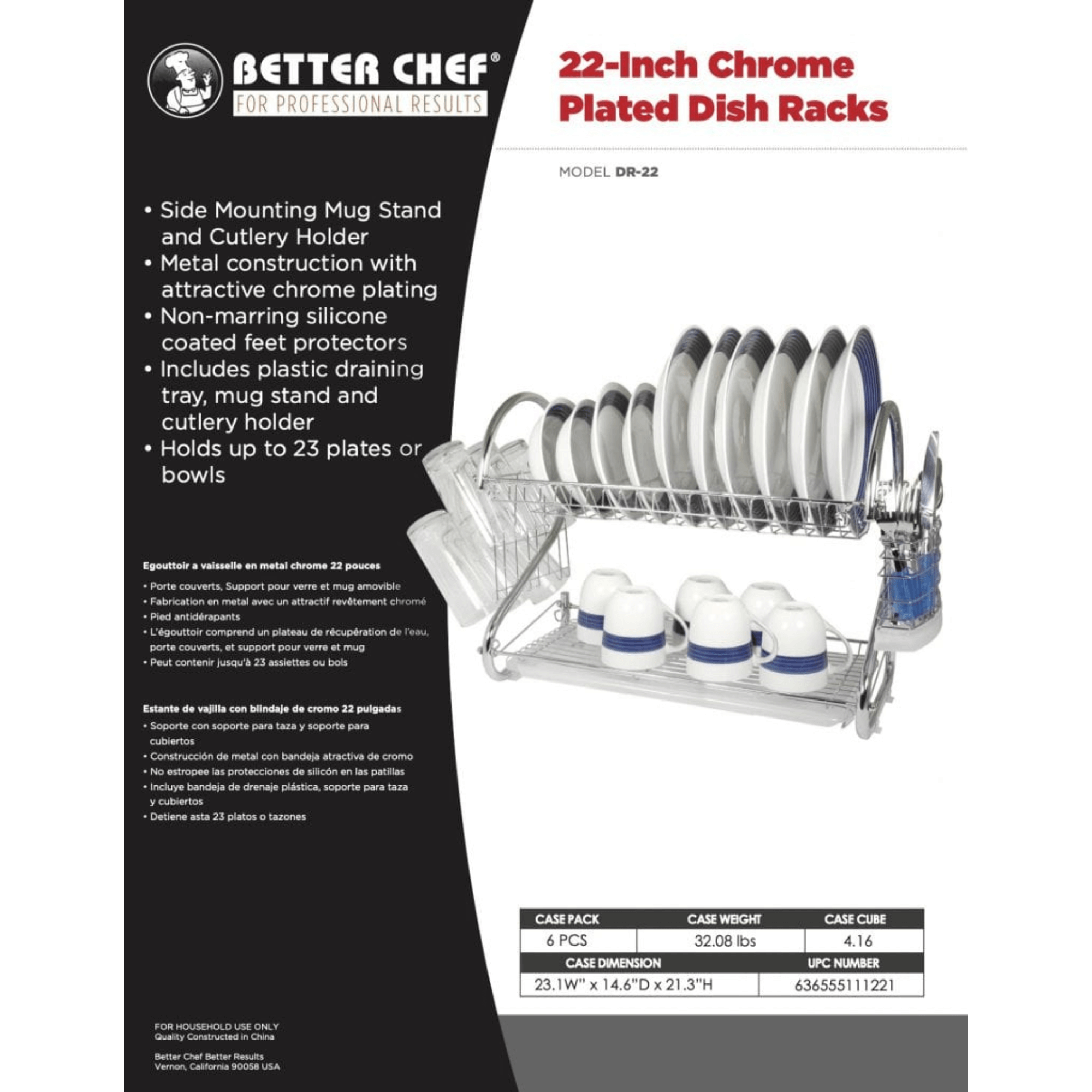 Better Chef 22" 2-Level Chrome-Plated S-Shaped Dish Rack Jupiter Gear Home