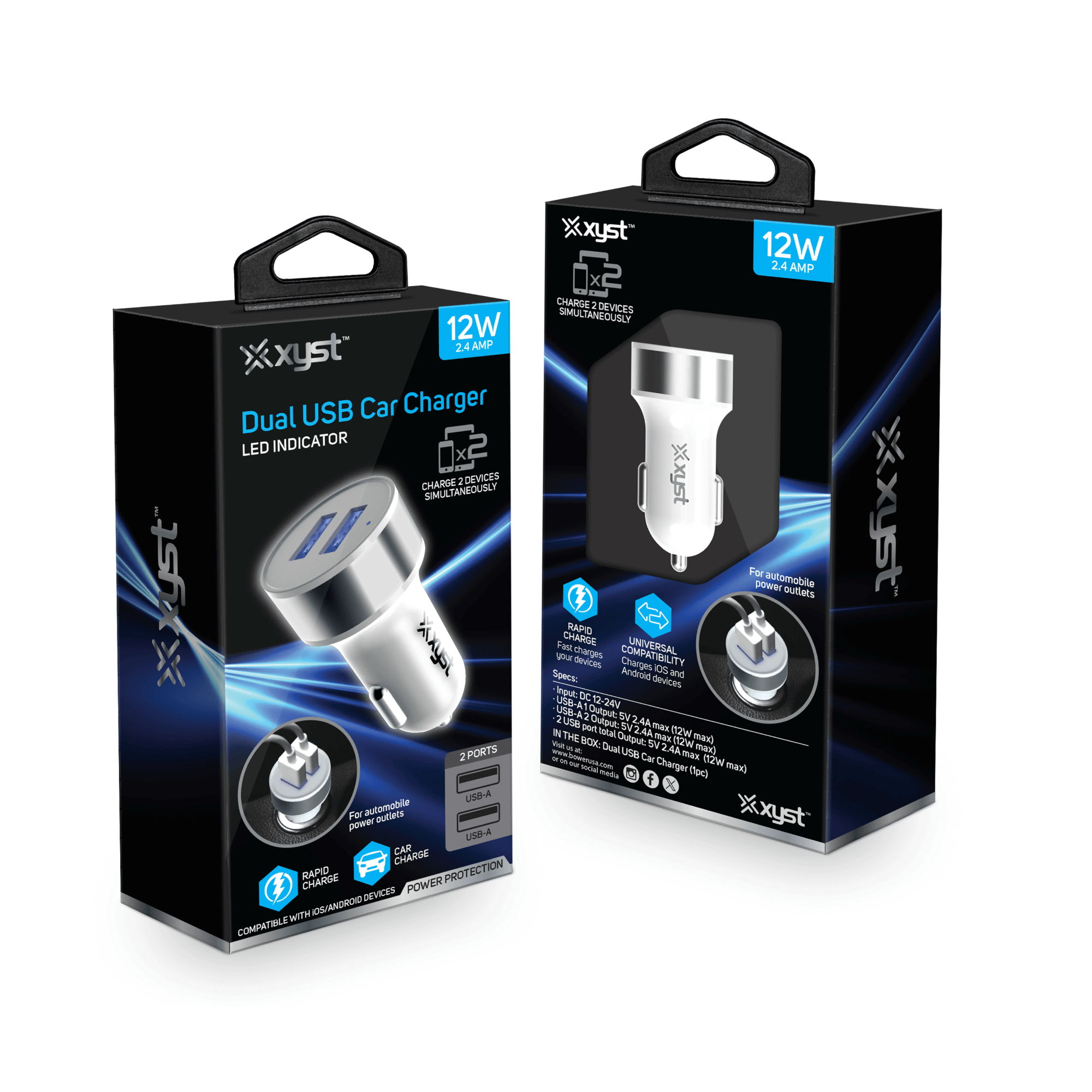 Xyst 2.4-Amp Dual USB Car Charger Jupiter Gear Home