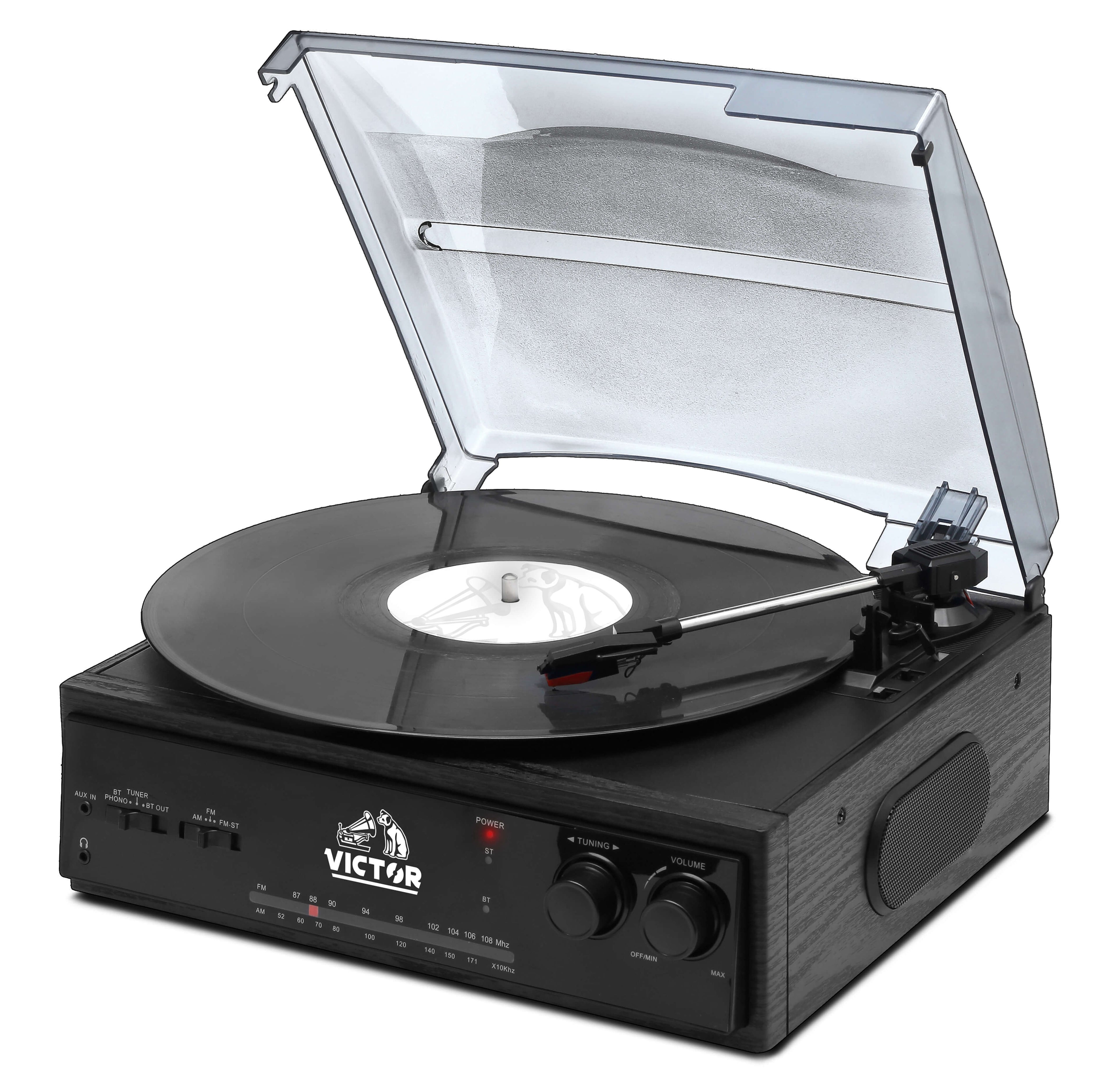 Victor Salem 5-in-1 3-Speed Turntable System with Dual Bluetooth Jupiter Gear Home