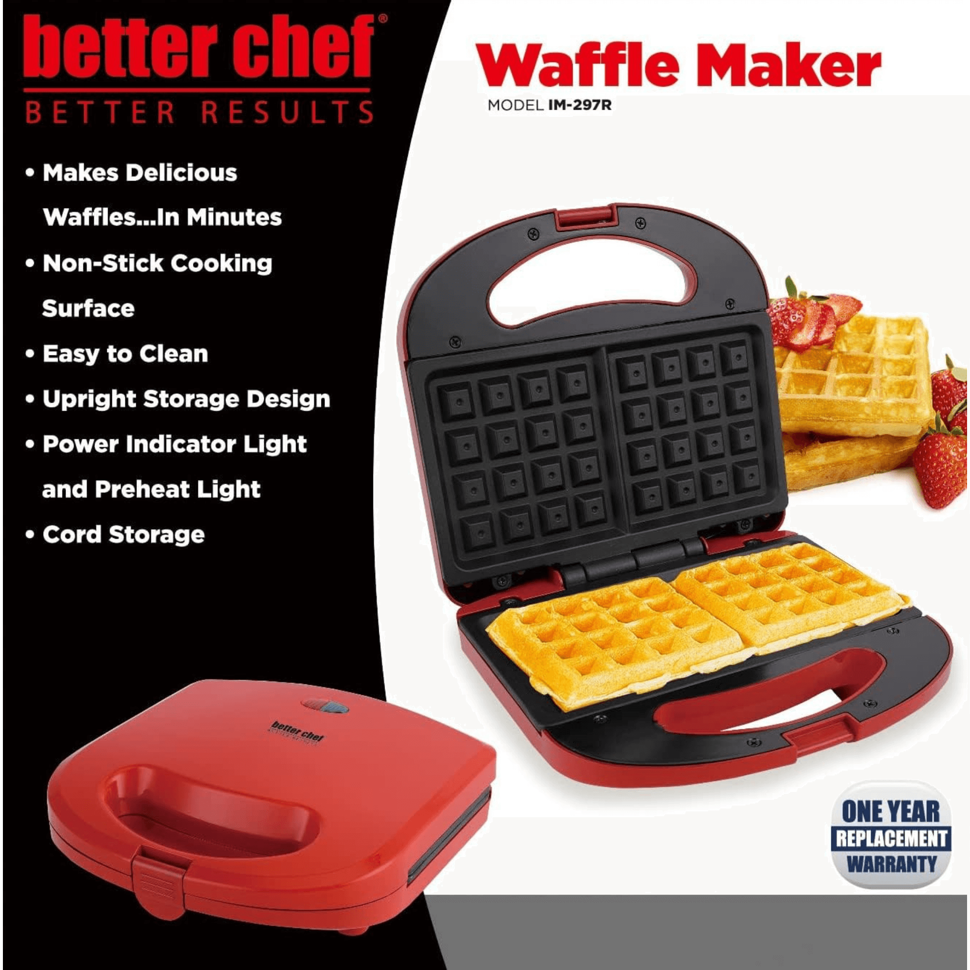 Better Chef Non-Stick Electric Waffle Maker Jupiter Gear Home