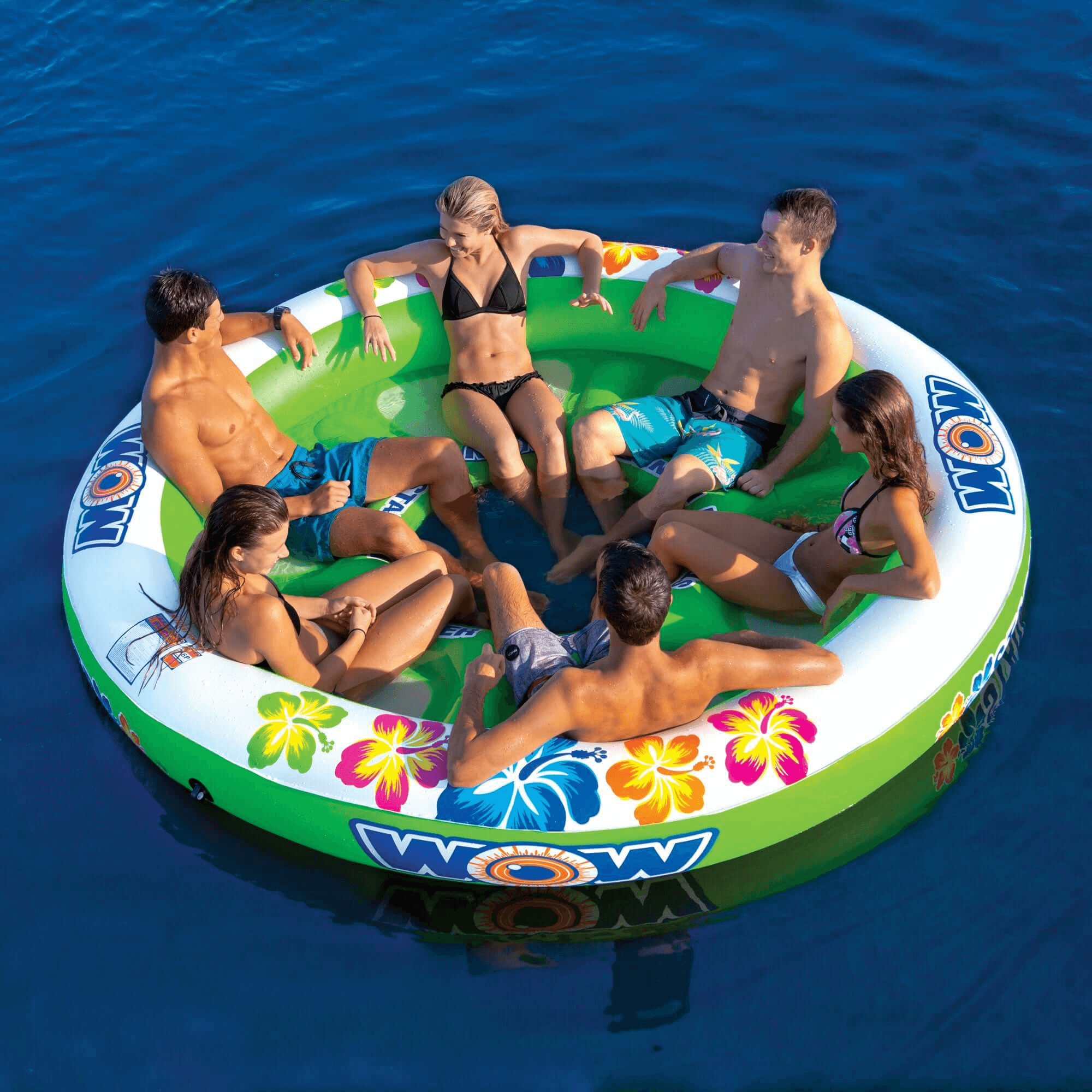 WOW Watersports Floating 6 Person Water Lounge & Island - Stadium Islander w Backrest Jupiter Gear Home