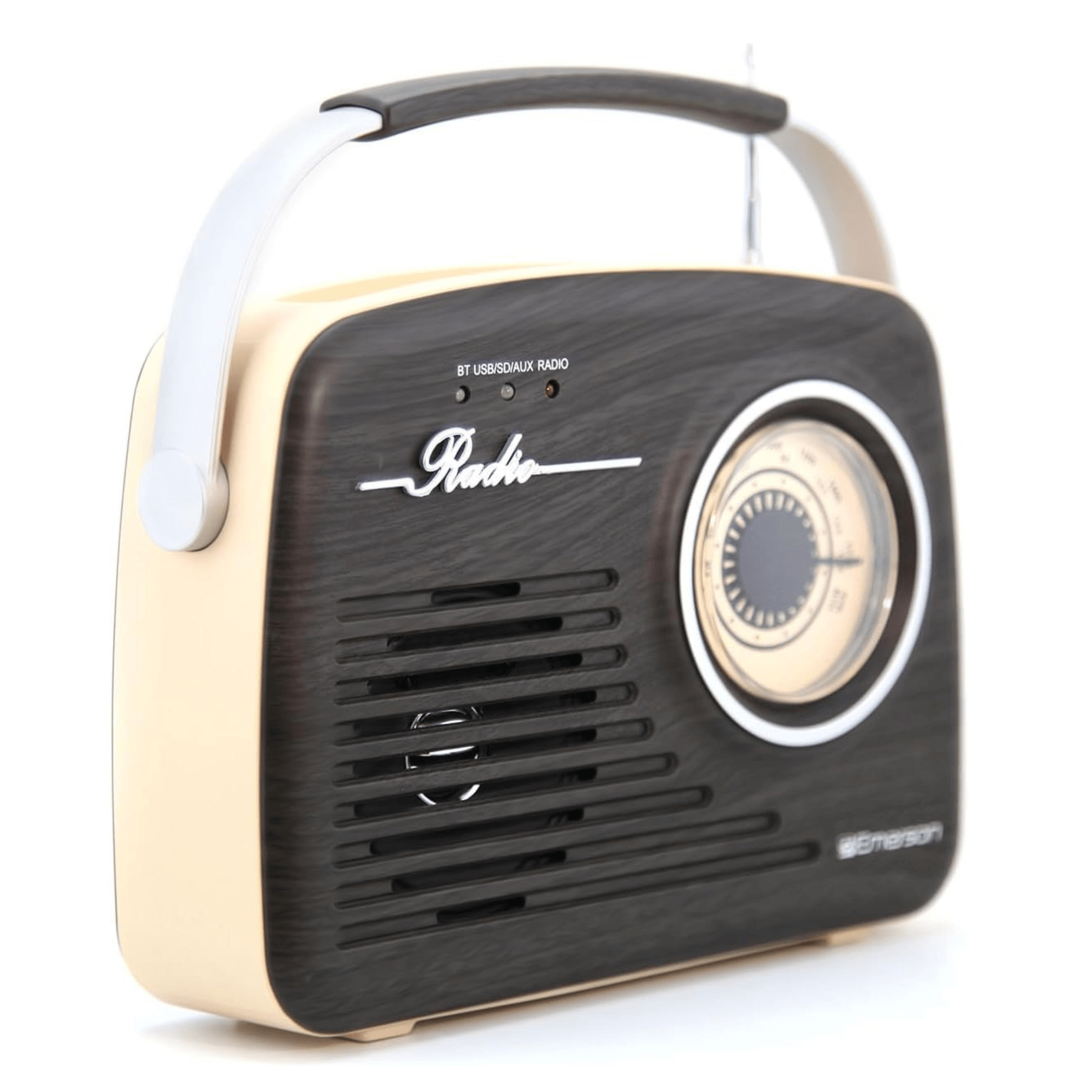 Emerson Portable Retro Radio with Built-In Rechargeable Battery and Memory Set Jupiter Gear Home
