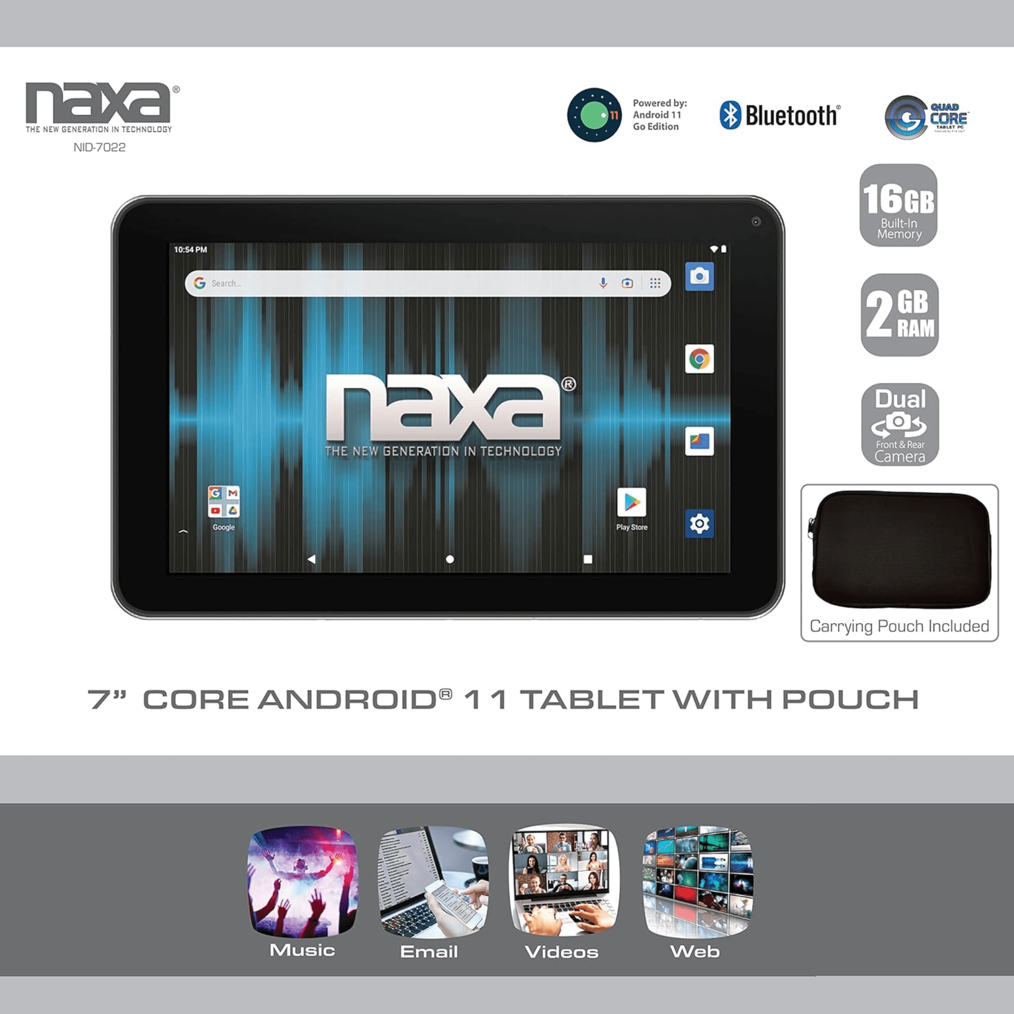 Naxa 7" Core Tablet with Android 11 Black - Refurbished Jupiter Gear Home