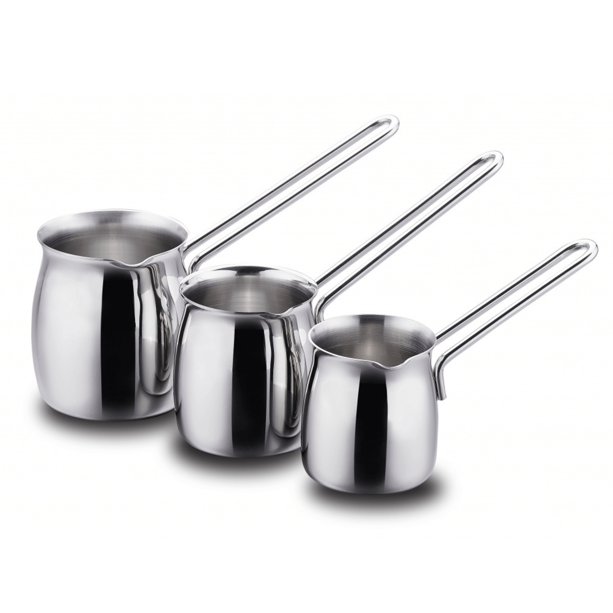 Korkmaz Tombik 3 Piece Stainless Steel Turkish Coffee Pot Set Jupiter Gear Home