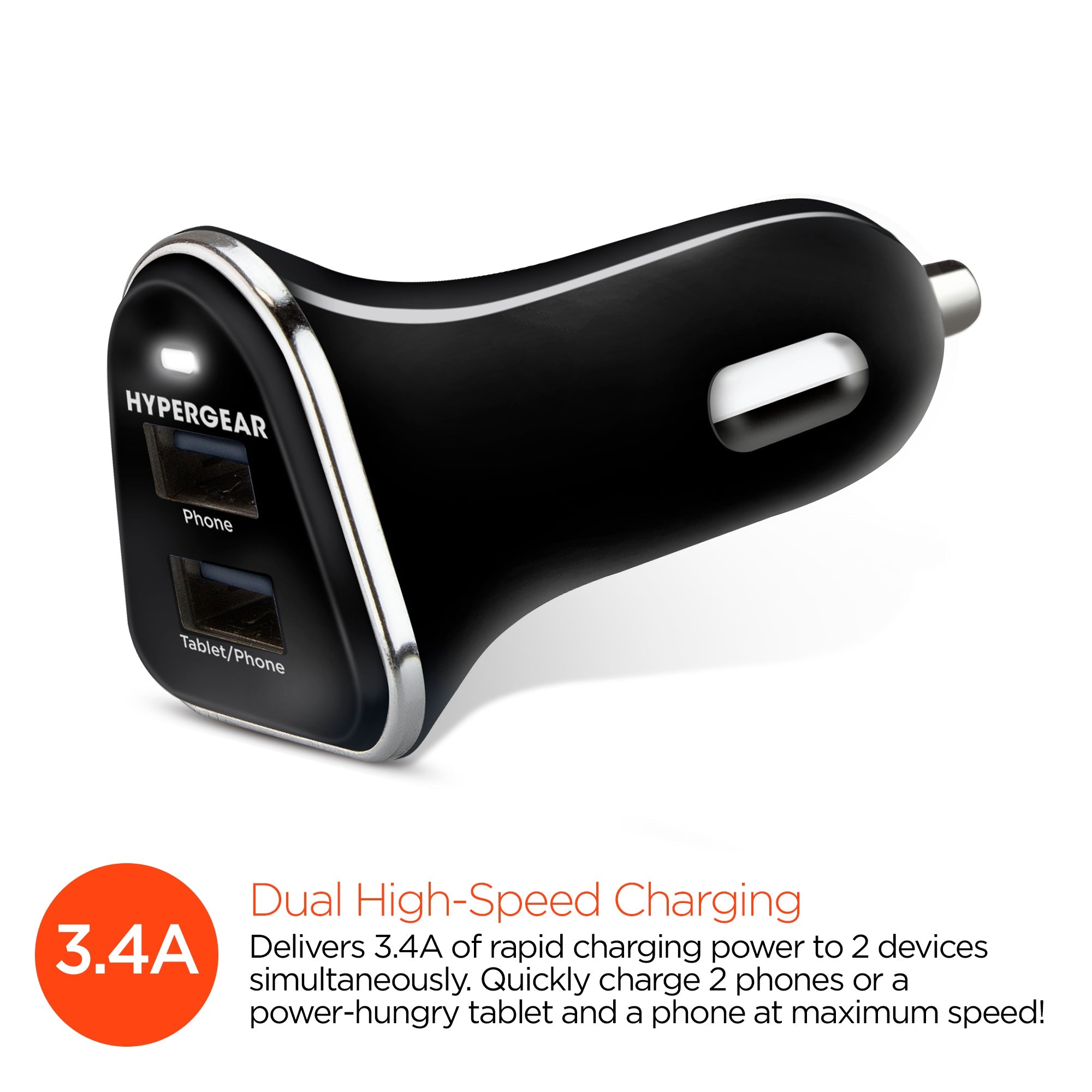 HyperGear Hi-Power Dual USB 3.4A Car Charger Jupiter Gear Home