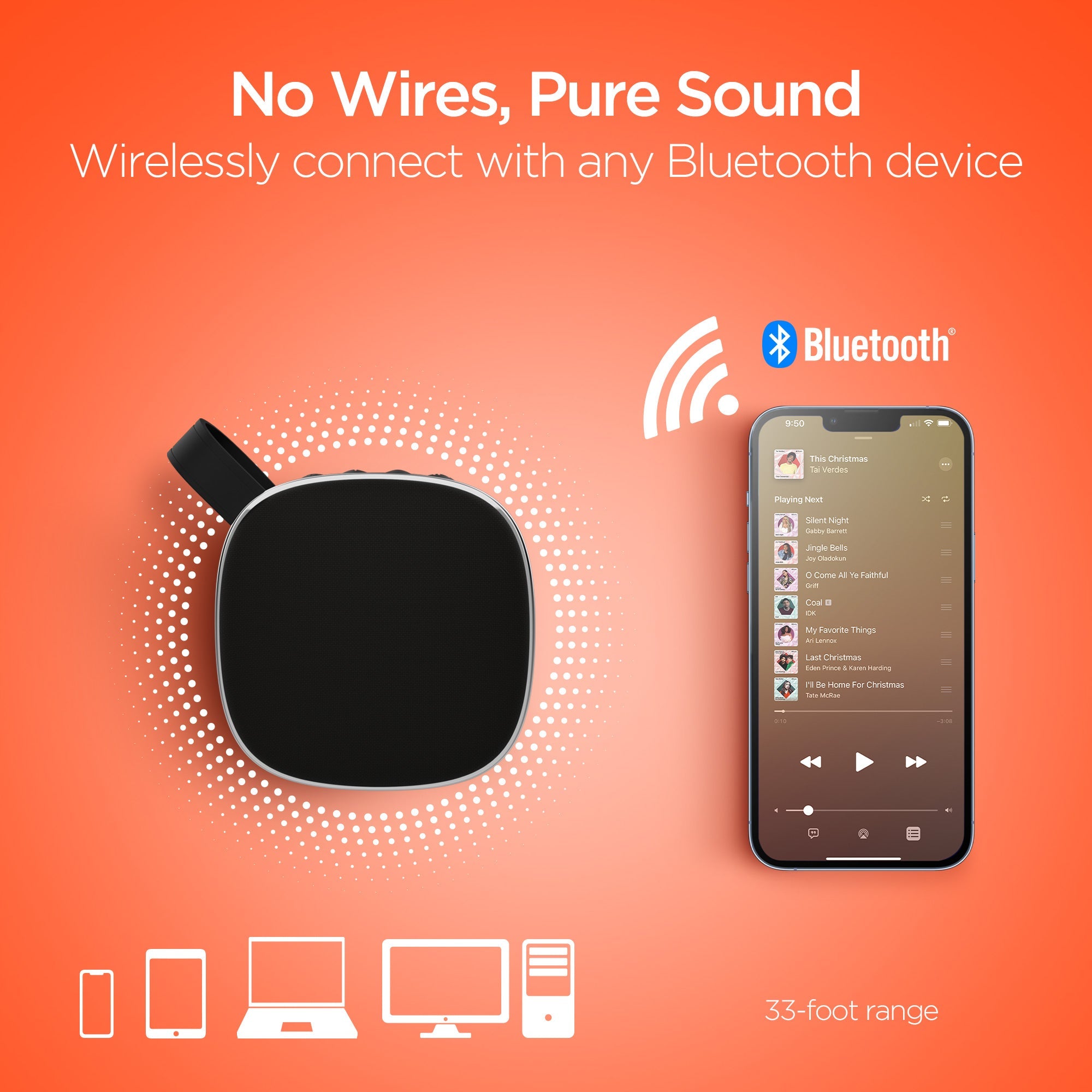 HyperGear Fabrix Mini Wireless Speaker for Easy Pairing w Built-In Mic Jupiter Gear Home