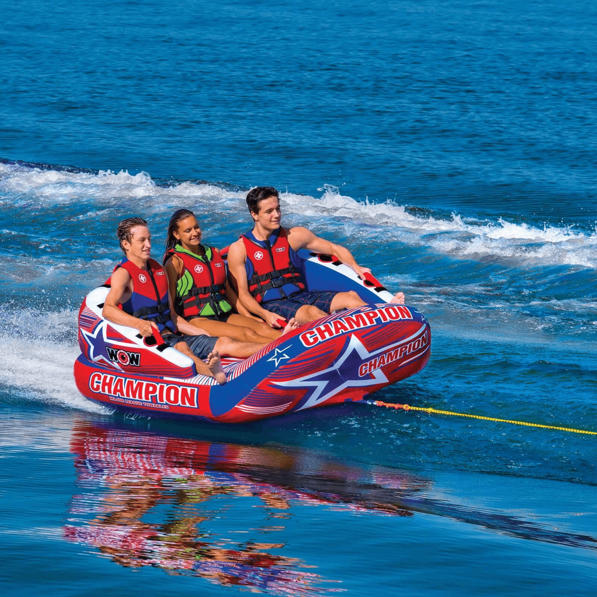WOW Watersports Champion 3-Person Towable with EZ Up Nose Jupiter Gear Home