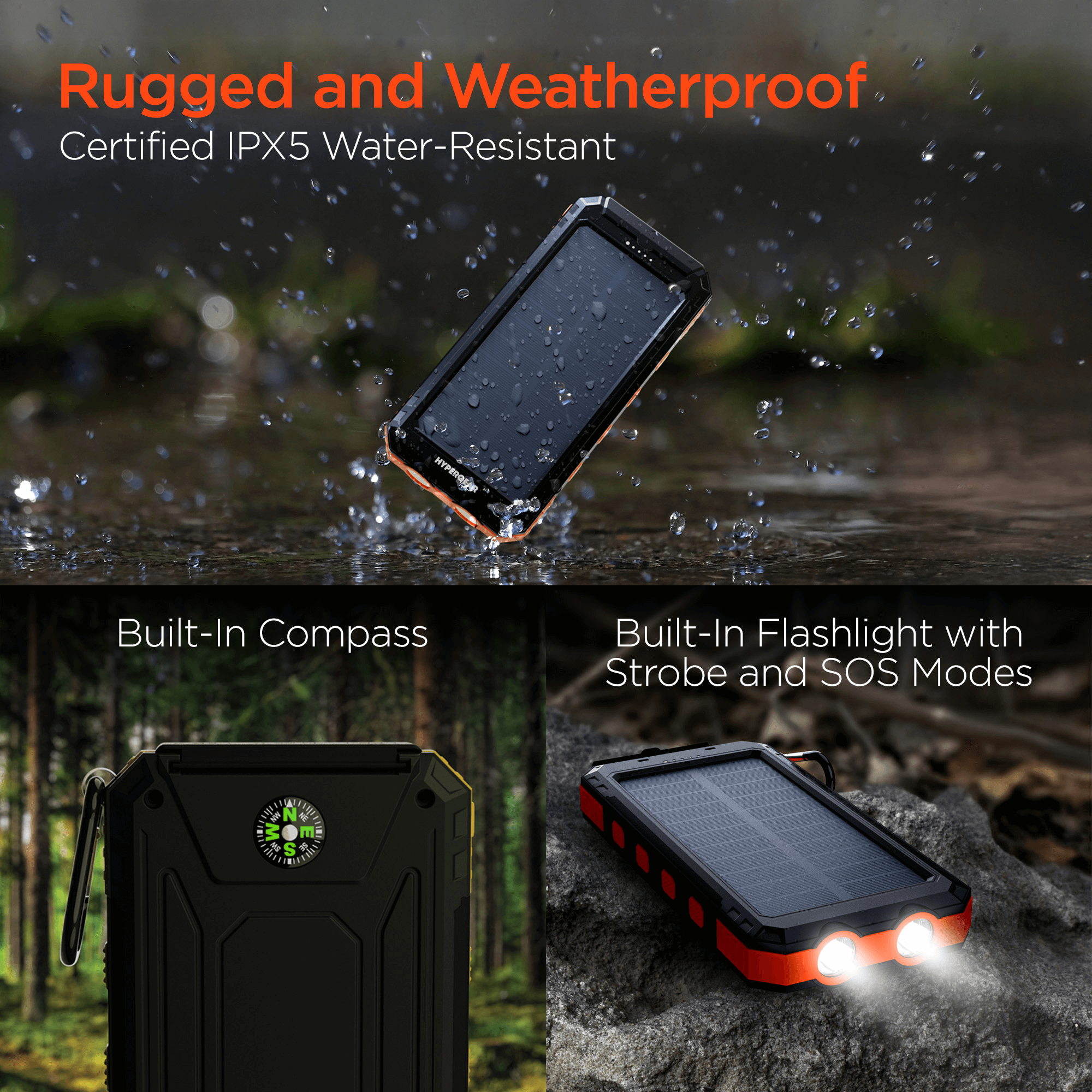 HyperGear SolPro 10K Fast Charge Solar 10000mAh PD Power Bank Jupiter Gear Home