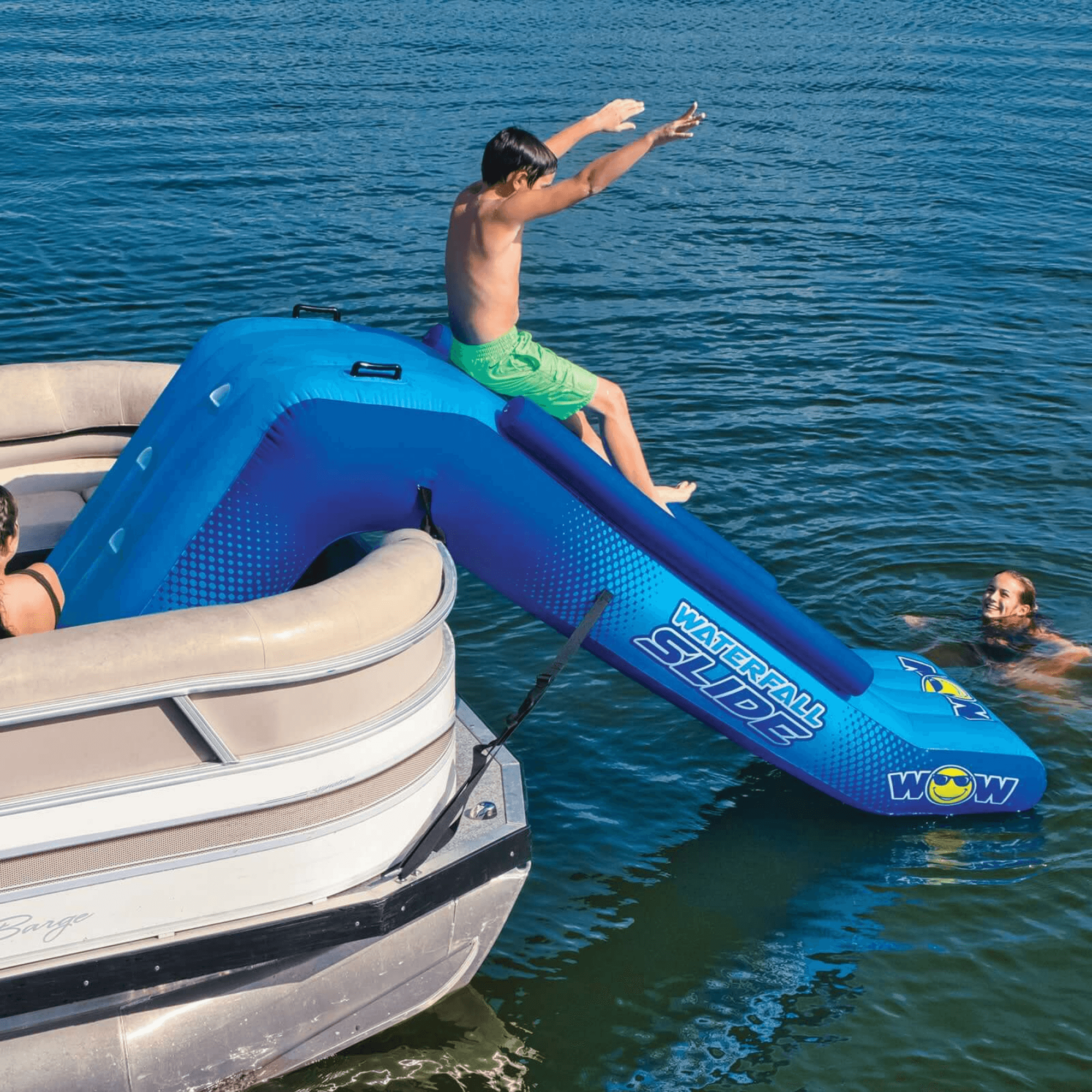 WOW Watersports Pontoon Waterfall Slide with Inflatable Safety Rails Jupiter Gear Home